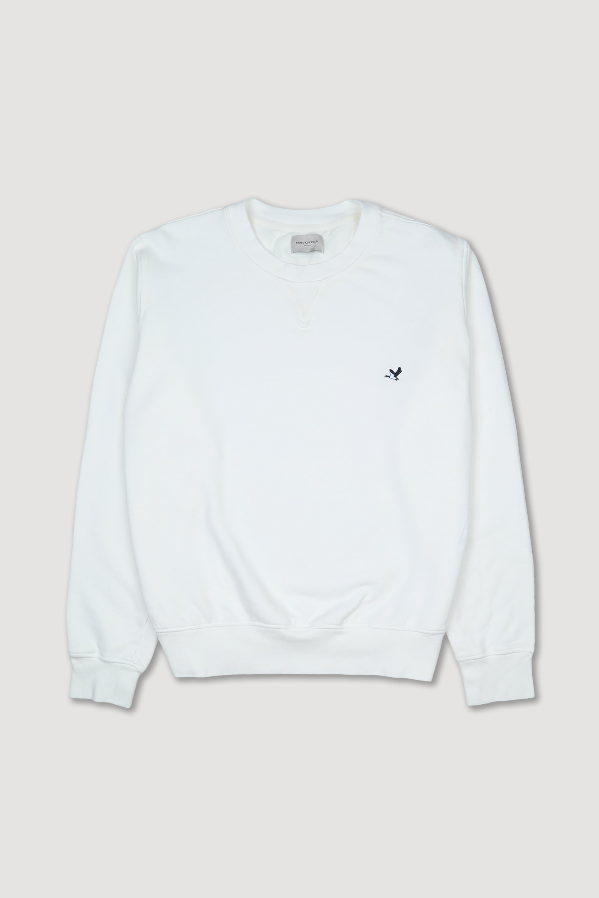 Felpa girocollo in cotone con logo ricamato al cuore. Bianco - Off white