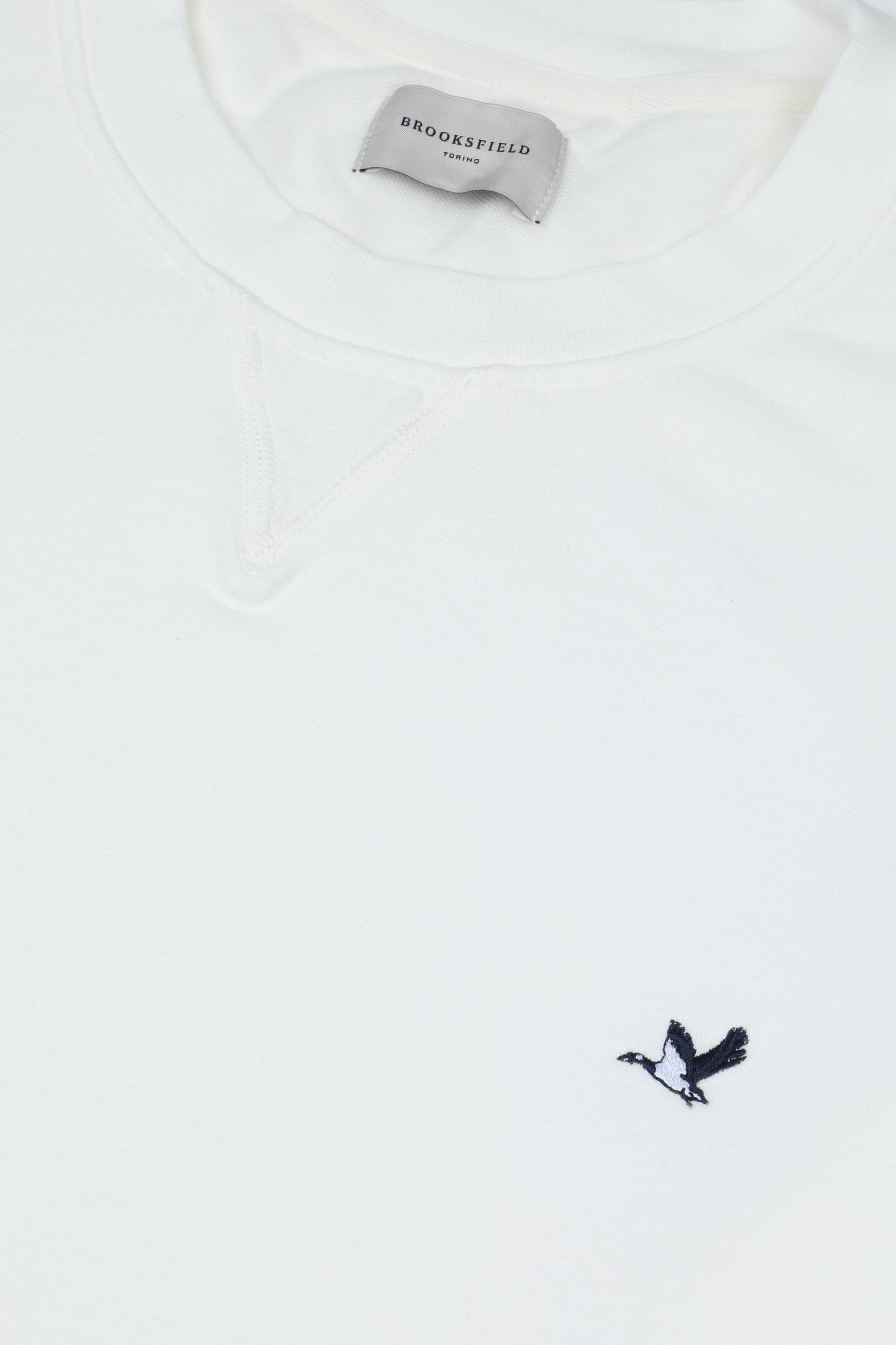 Felpa girocollo in cotone con logo ricamato al cuore. Bianco - Off white