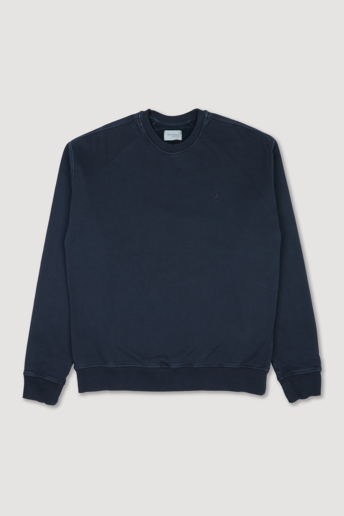 Felpa girocollo in cotone garzato con logo ricamato al cuore. Blu - Navy