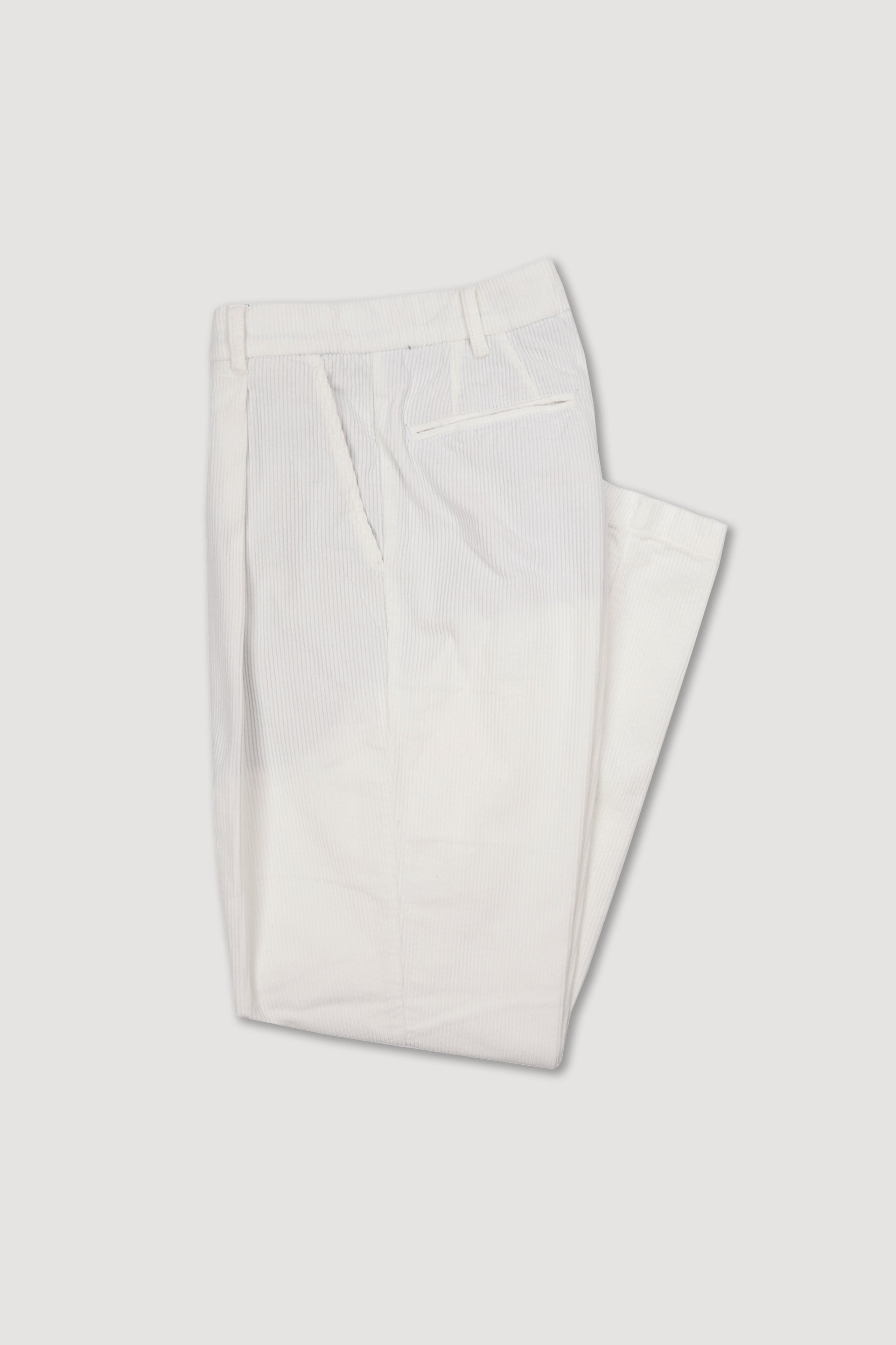 Pantalone chino in velluto di cotone stretch a costa larga, vestibilità over - Latte