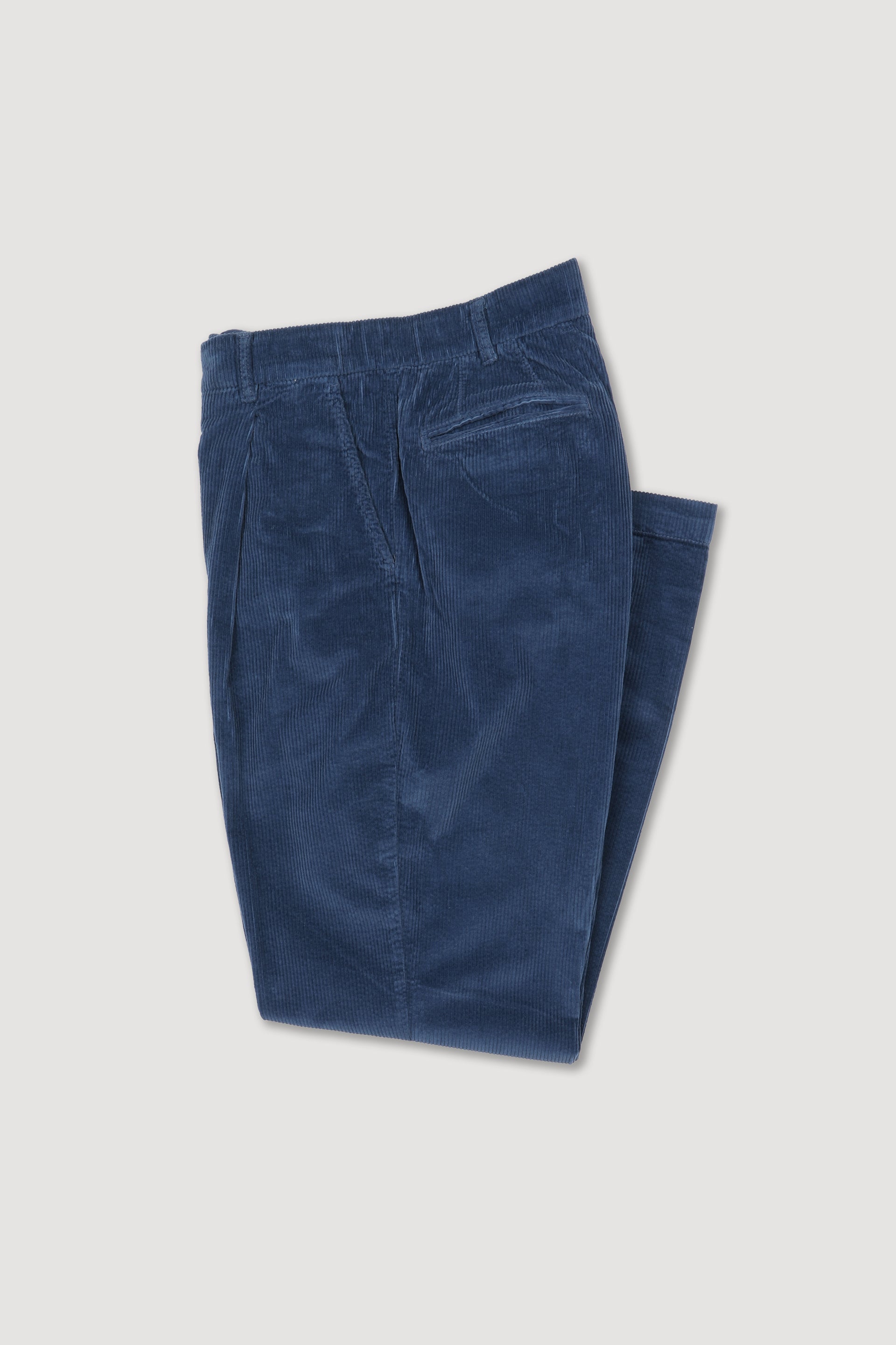 Pantalone chino in velluto di cotone stretch a costa larga, vestibilità over. Blu - Vintage denim