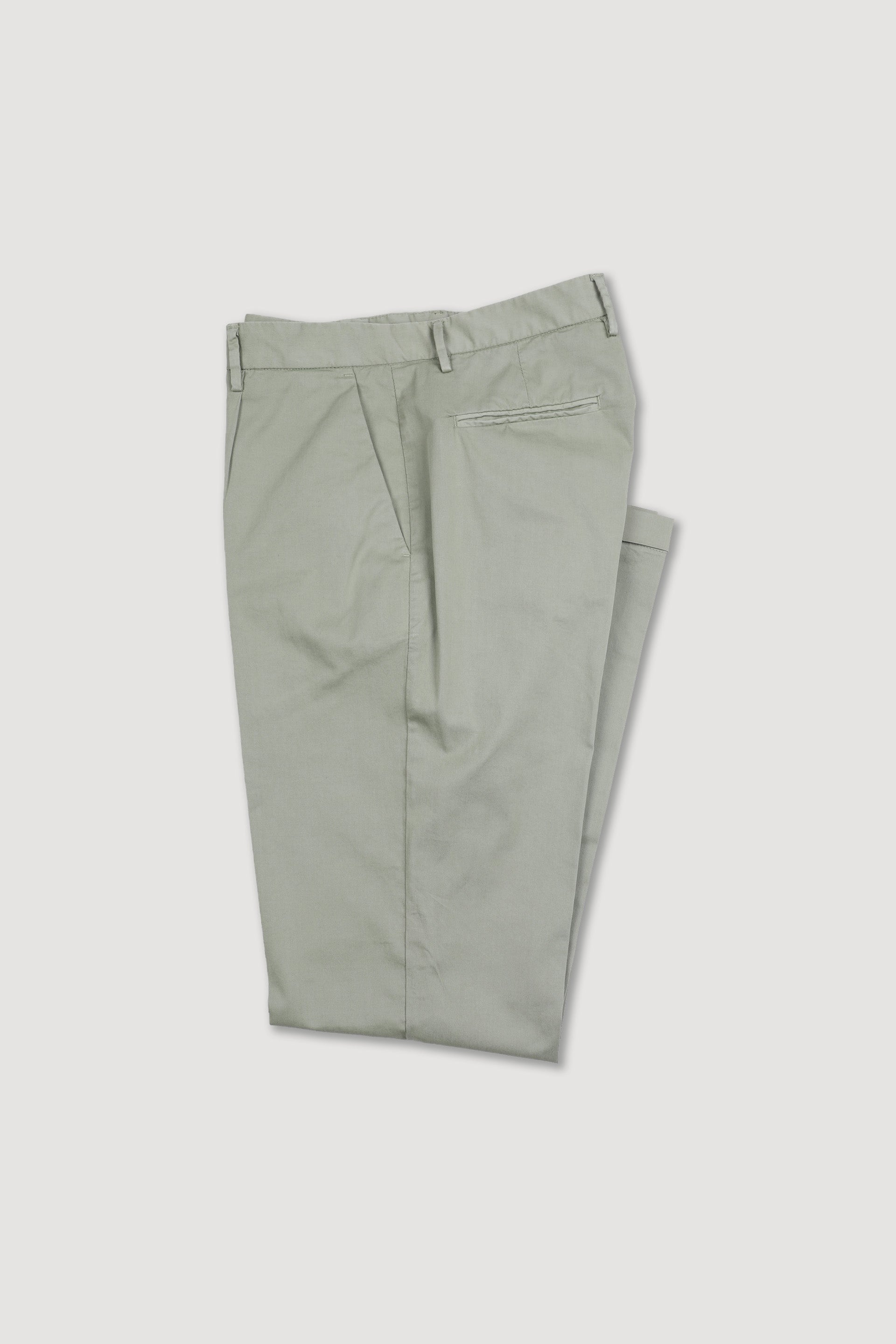 PANTALONE, MARCELLO-CHINO CON PINCES, TWILL COTONE STRETCH UNITO, TINTO CAPO - Light green