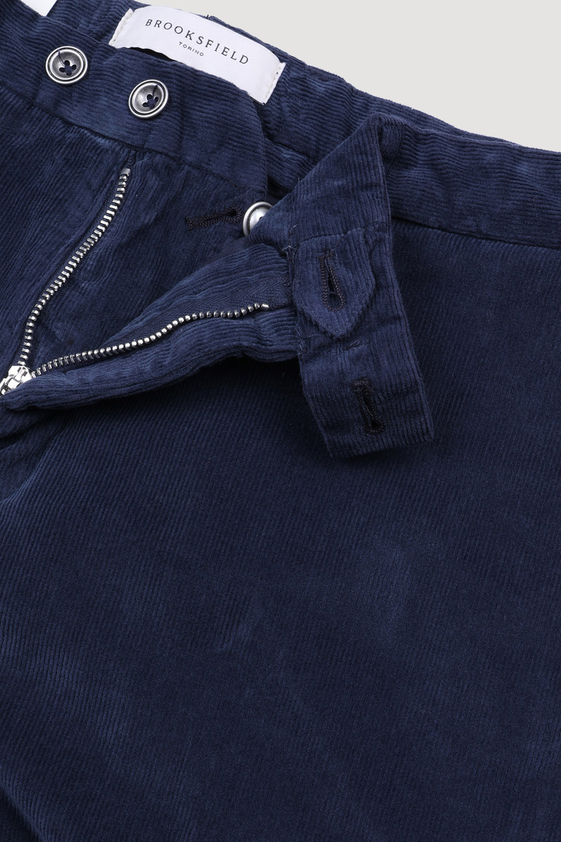 Pantalone chino Dean in velluto a coste 1500 righe di cotone stretch. Slim fit. Blu - Universo