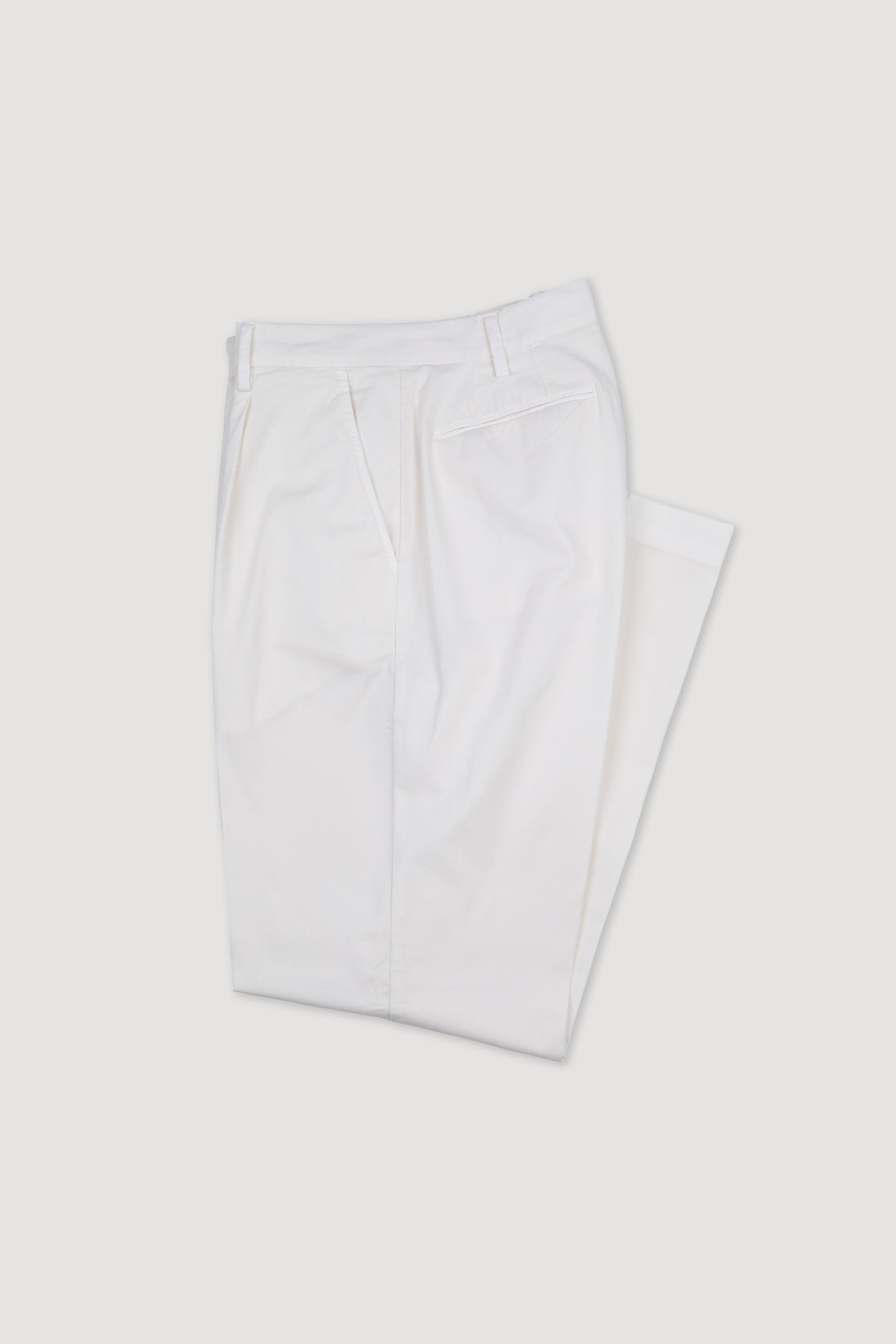PANTALONE, TAILORED PLEATED, TWILL COTONE STRETCH UNITO, TINTO CAPO - Bianco lana