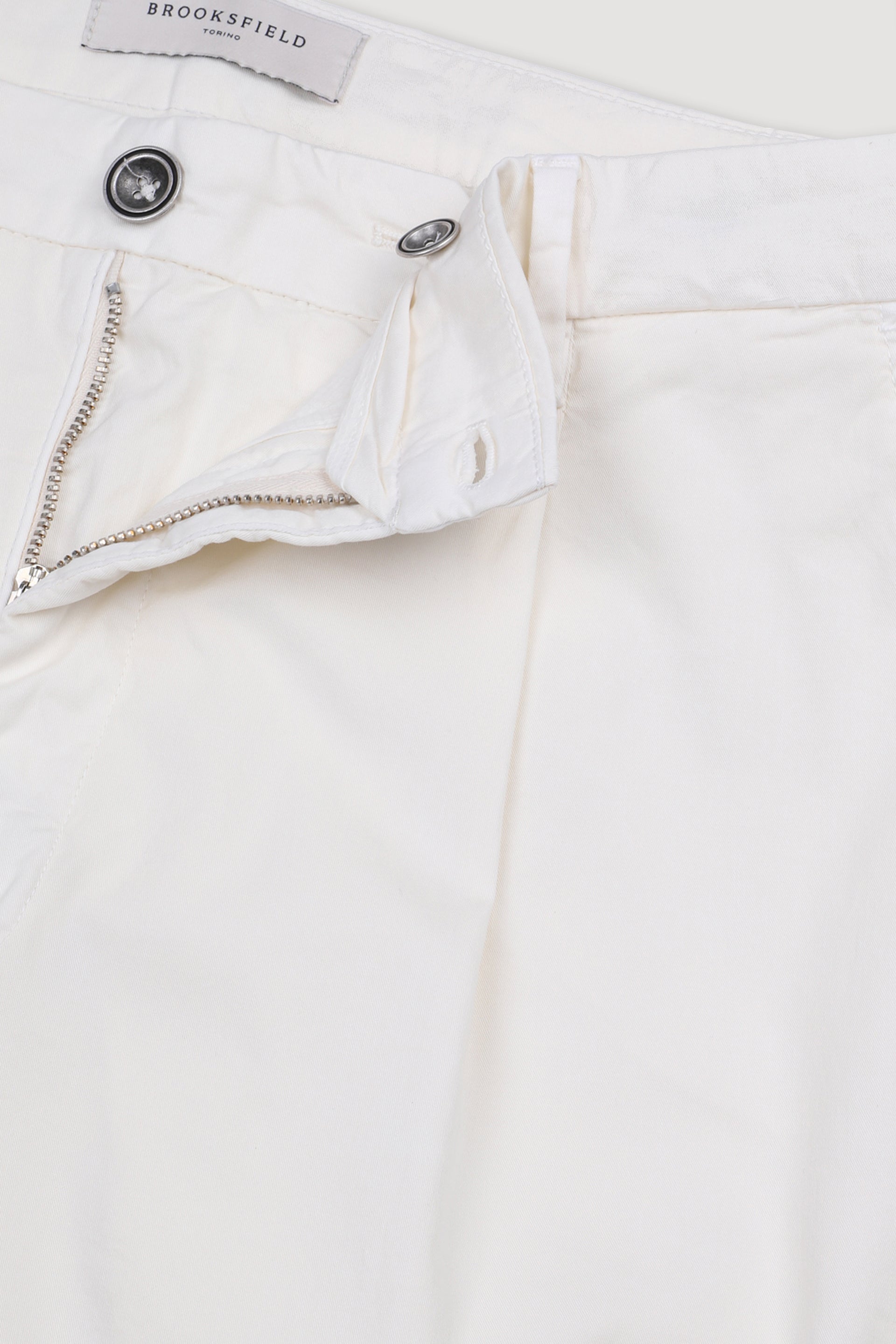PANTALONE, TAILORED PLEATED, TWILL COTONE STRETCH UNITO, TINTO CAPO - Bianco lana