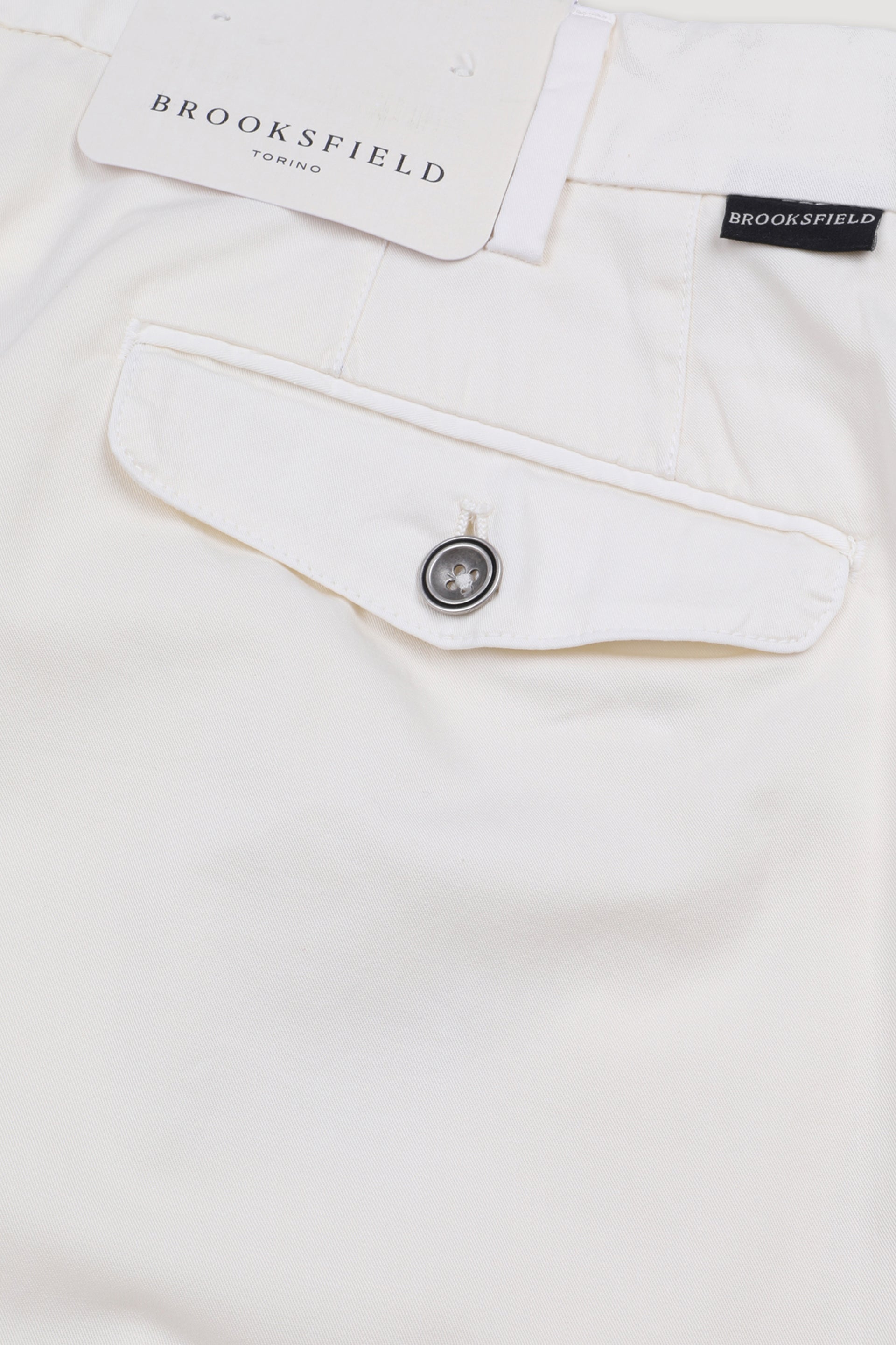PANTALONE, TAILORED PLEATED, TWILL COTONE STRETCH UNITO, TINTO CAPO - Bianco lana
