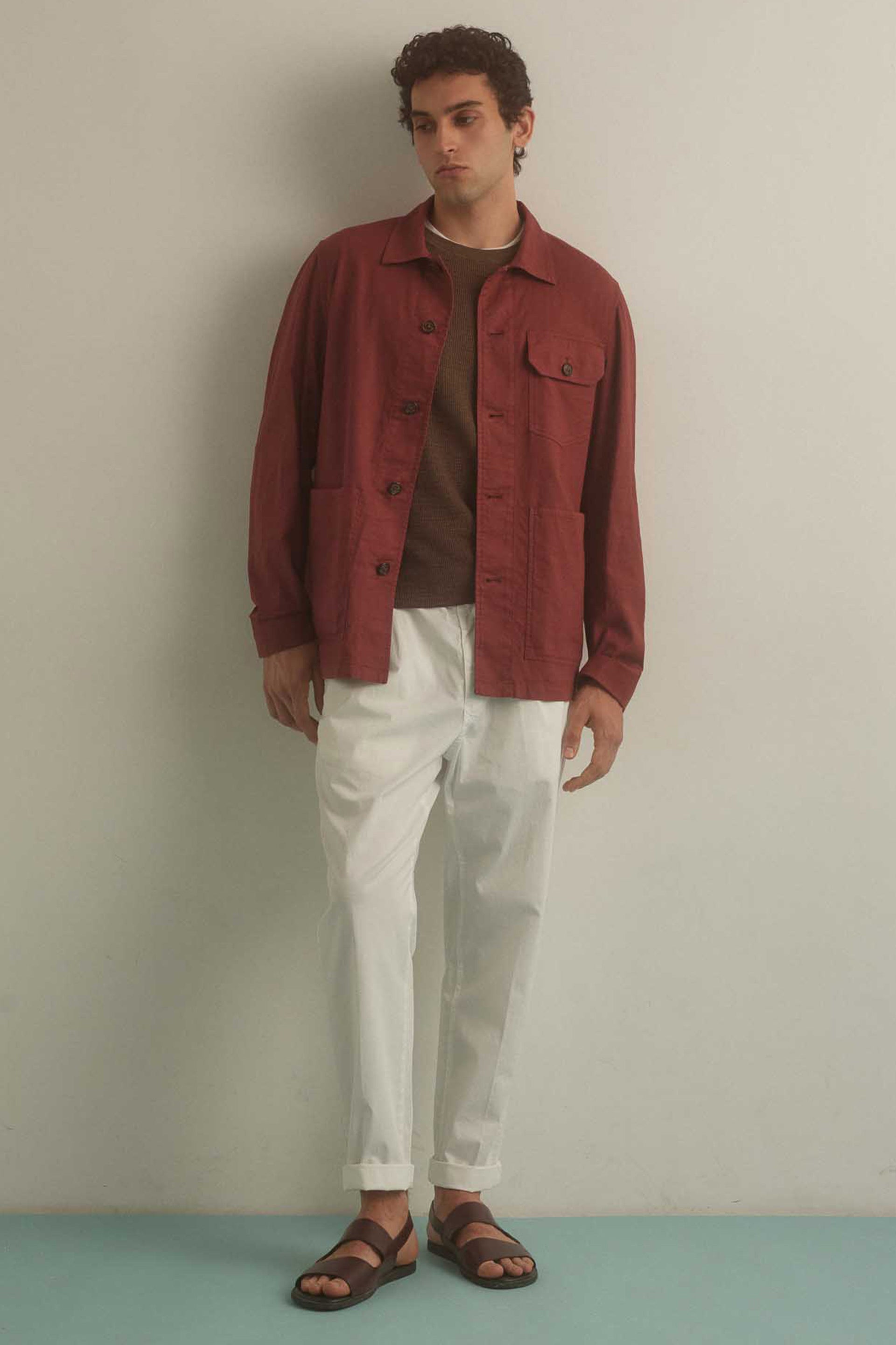 PANTALONE, TAILORED PLEATED, TWILL COTONE STRETCH UNITO, TINTO CAPO - Bianco lana
