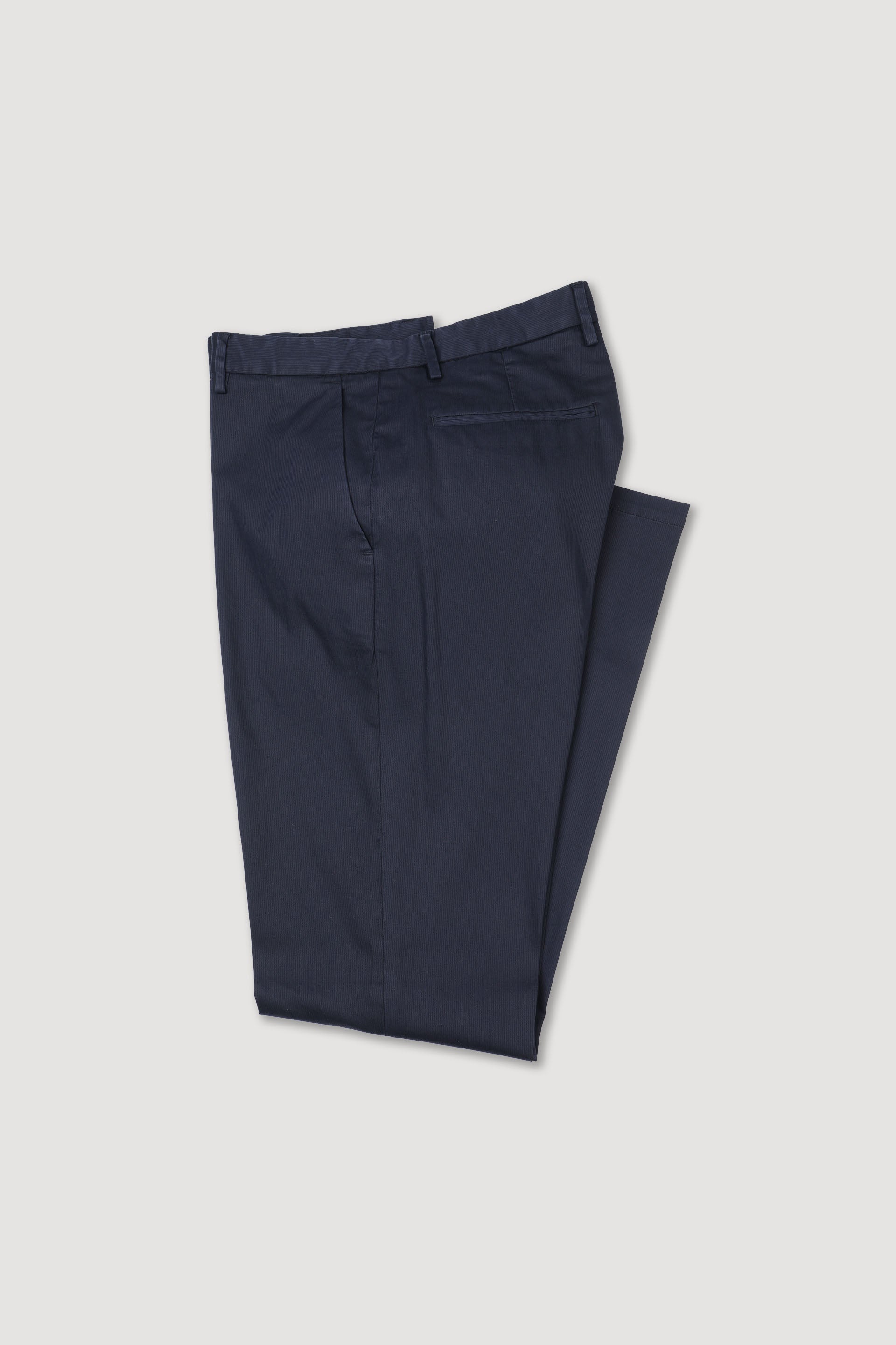 PANTALONE, MARCELLO-CHINO CON PINCES,  COTONE OPERATO STRETCH UNITO, TINTO CAPO - Navy blue