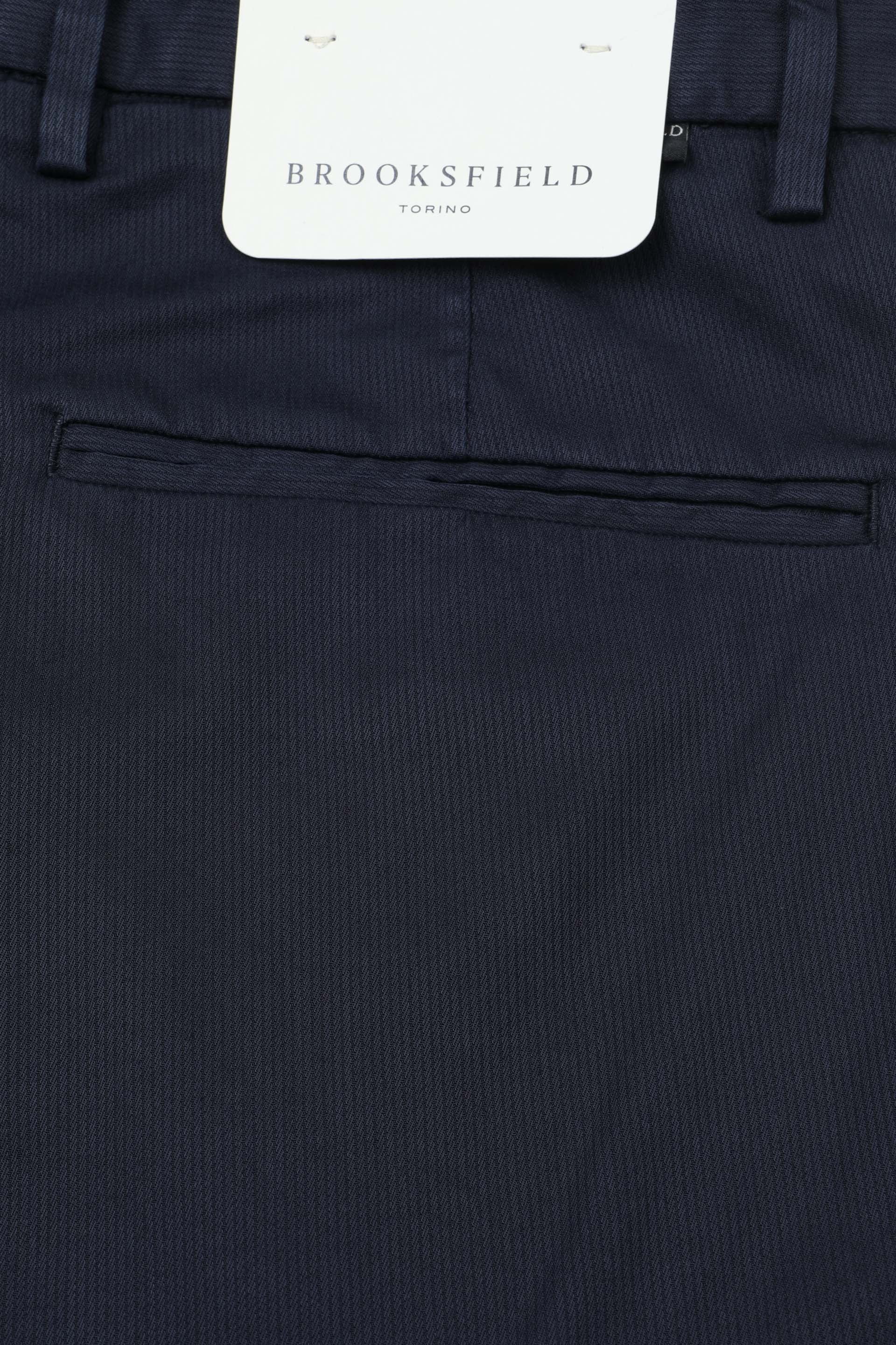 PANTALONE, MARCELLO-CHINO CON PINCES,  COTONE OPERATO STRETCH UNITO, TINTO CAPO - Navy blue
