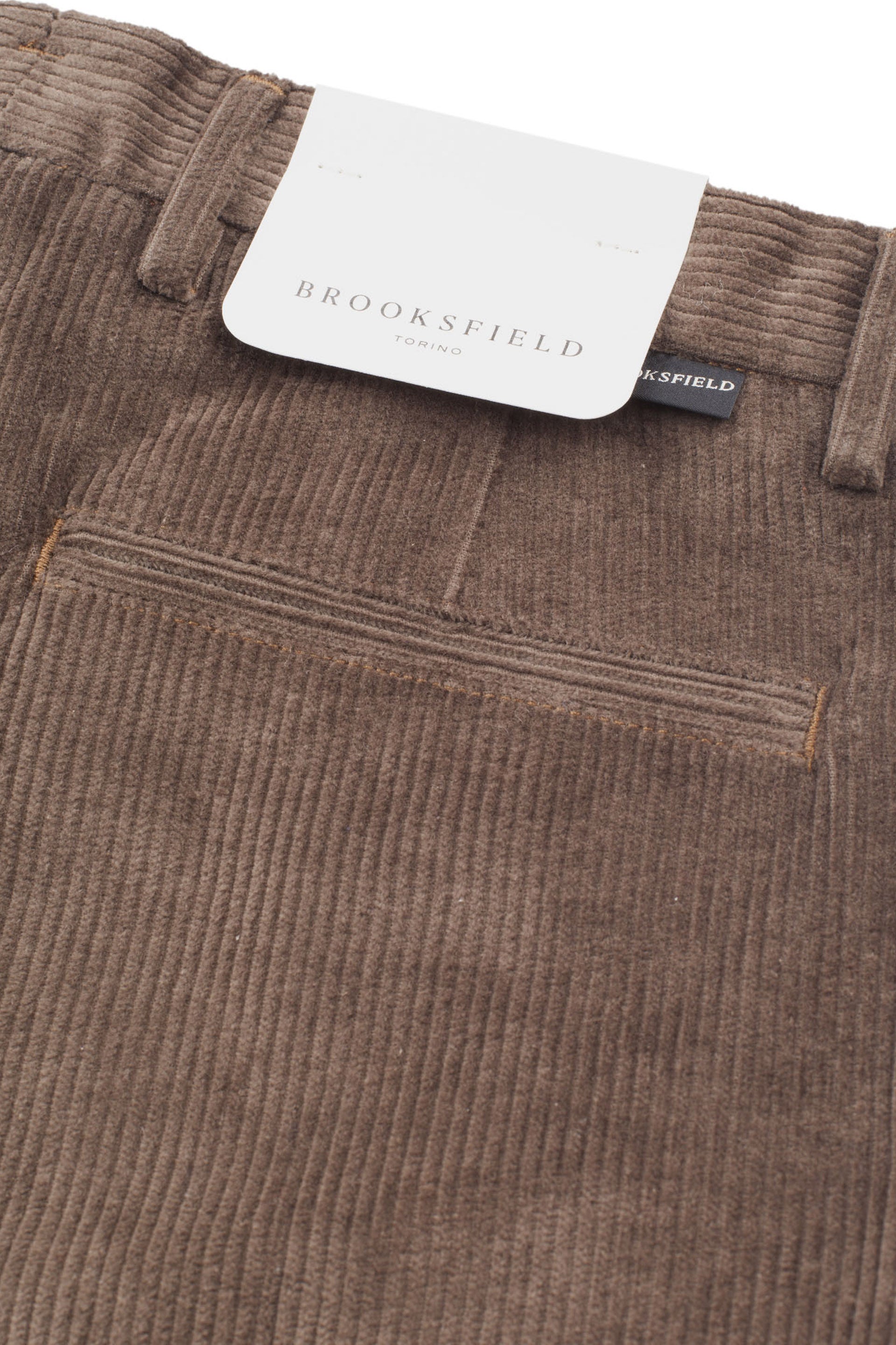 Pantalone chino Dean in velluto di cotone stretch. Slim fit. Marrone - Fungo