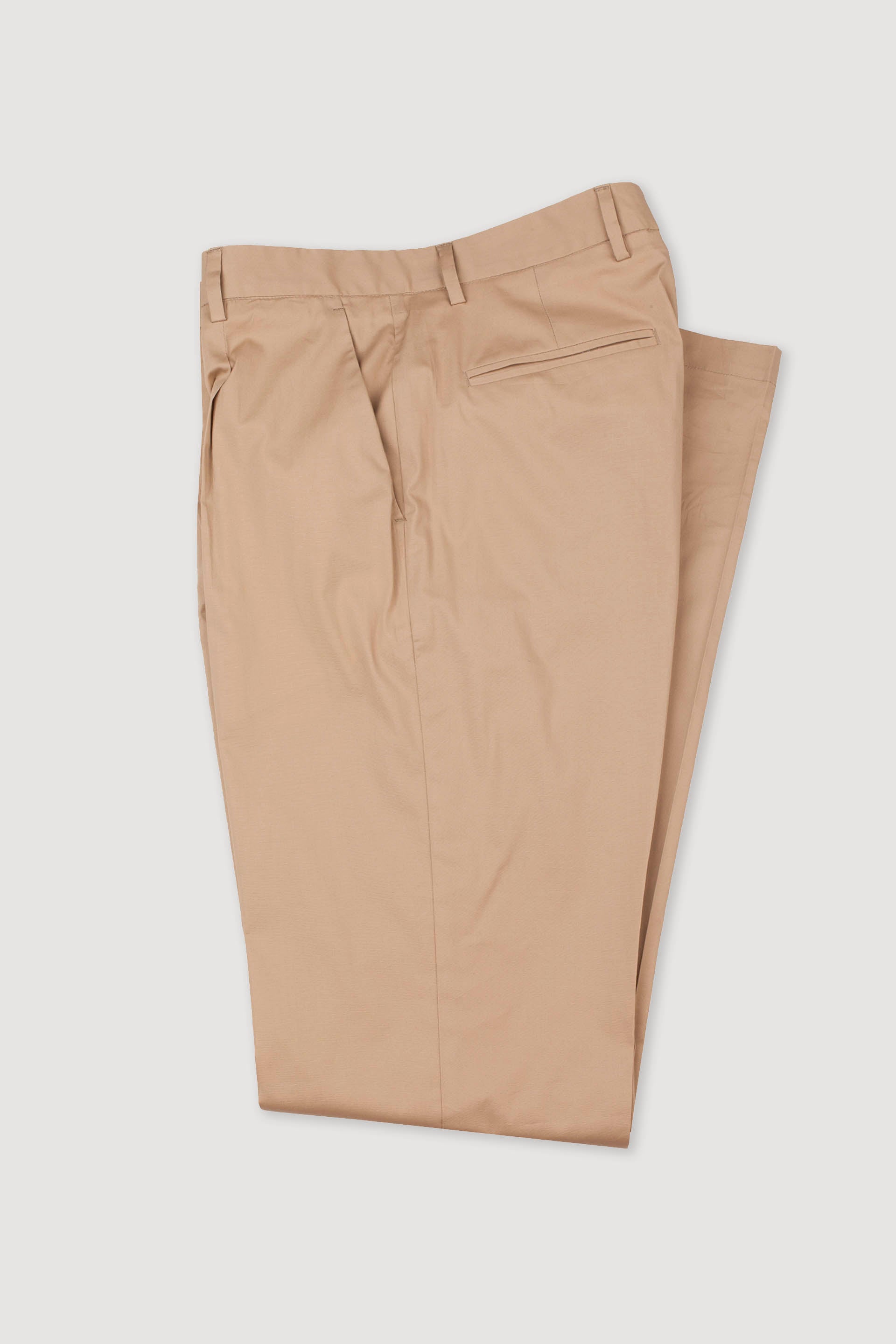 PANTALONE, MARCELLO-CHINO CON PINCES, POPLIN COTONE STRETCH UNITO - Brown sugar
