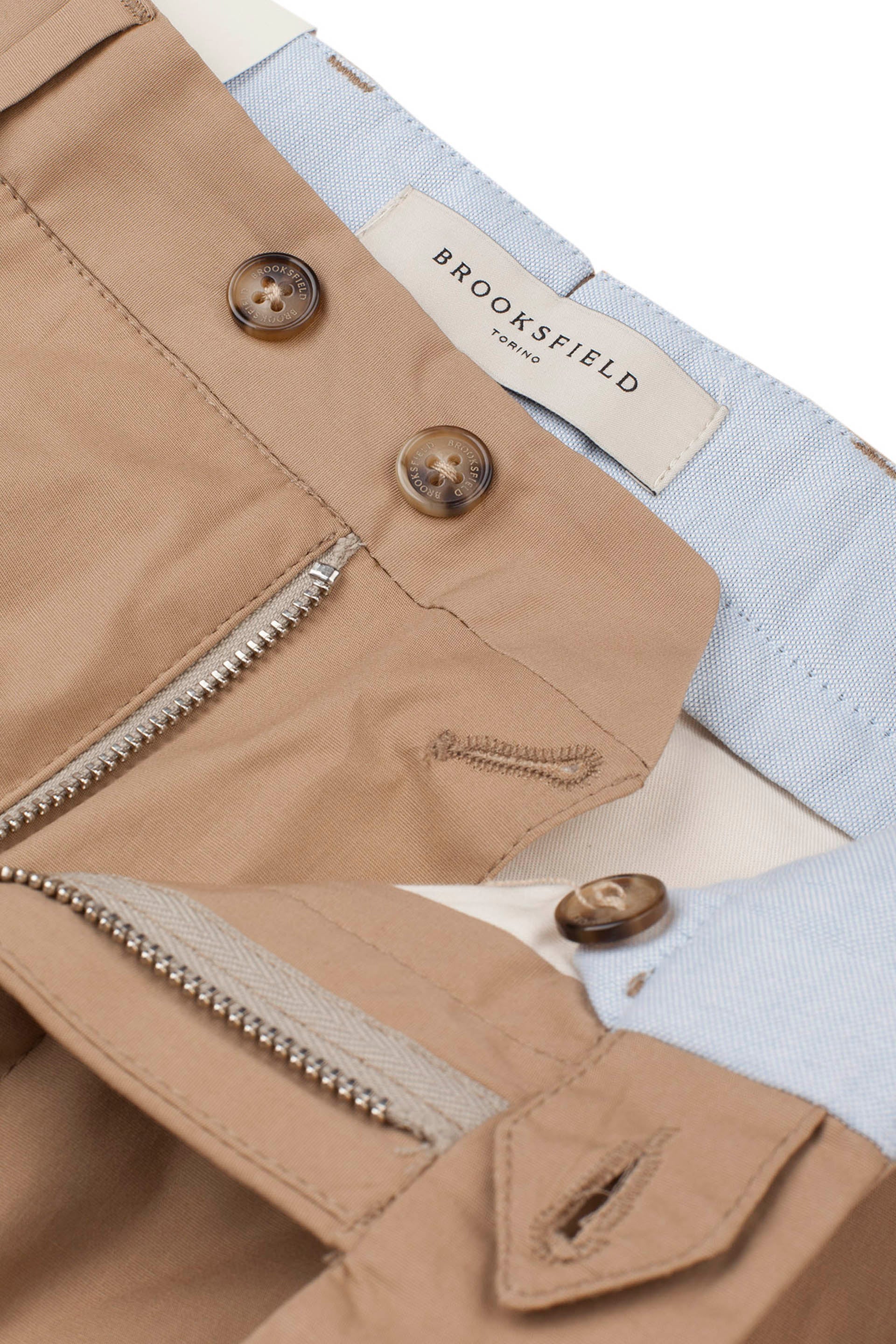 PANTALONE, MARCELLO-CHINO CON PINCES, POPLIN COTONE STRETCH UNITO - Brown sugar