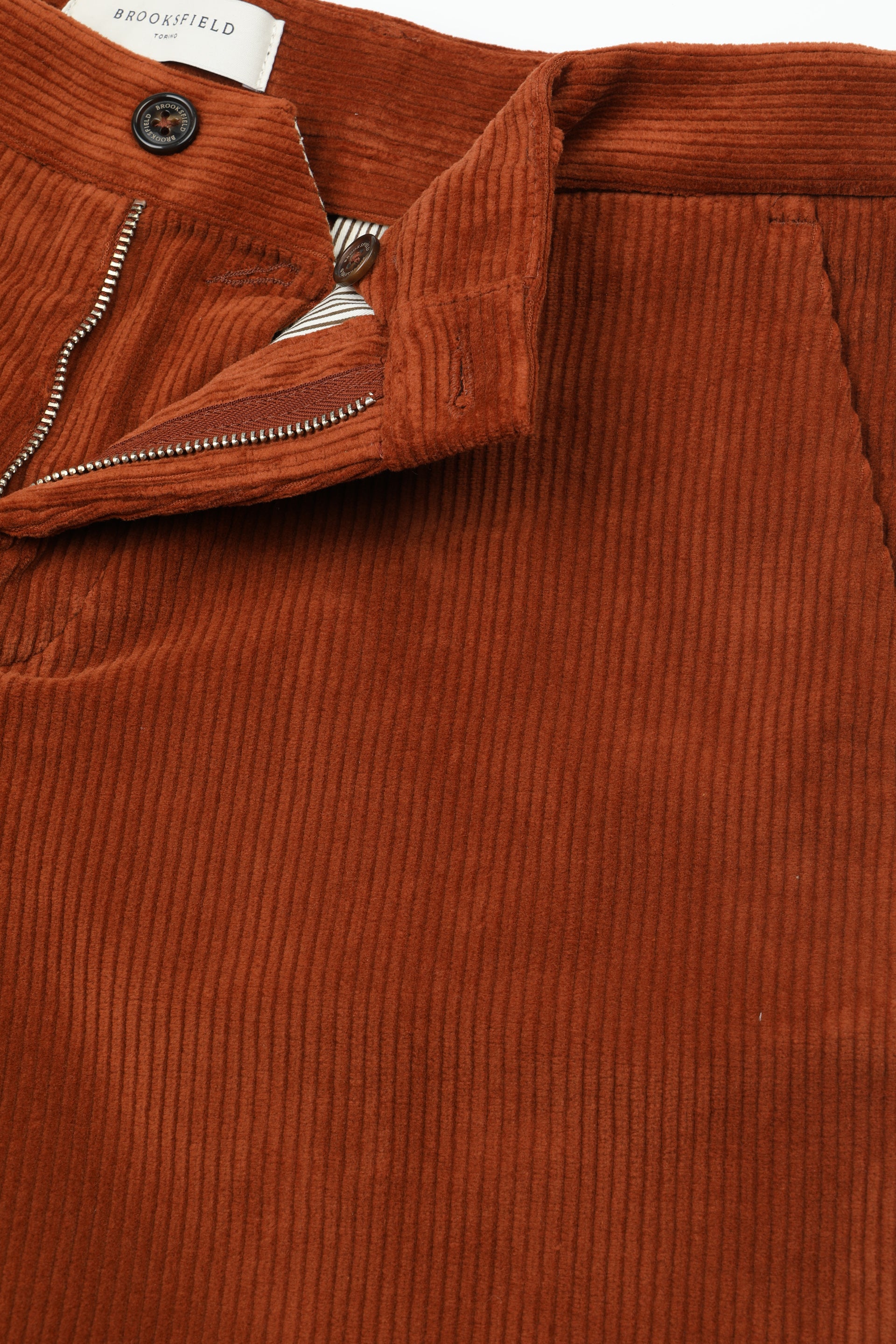 Pantalone chino James in velluto a coste di cotone stretch, slim fit. Arancione - Terra di siena