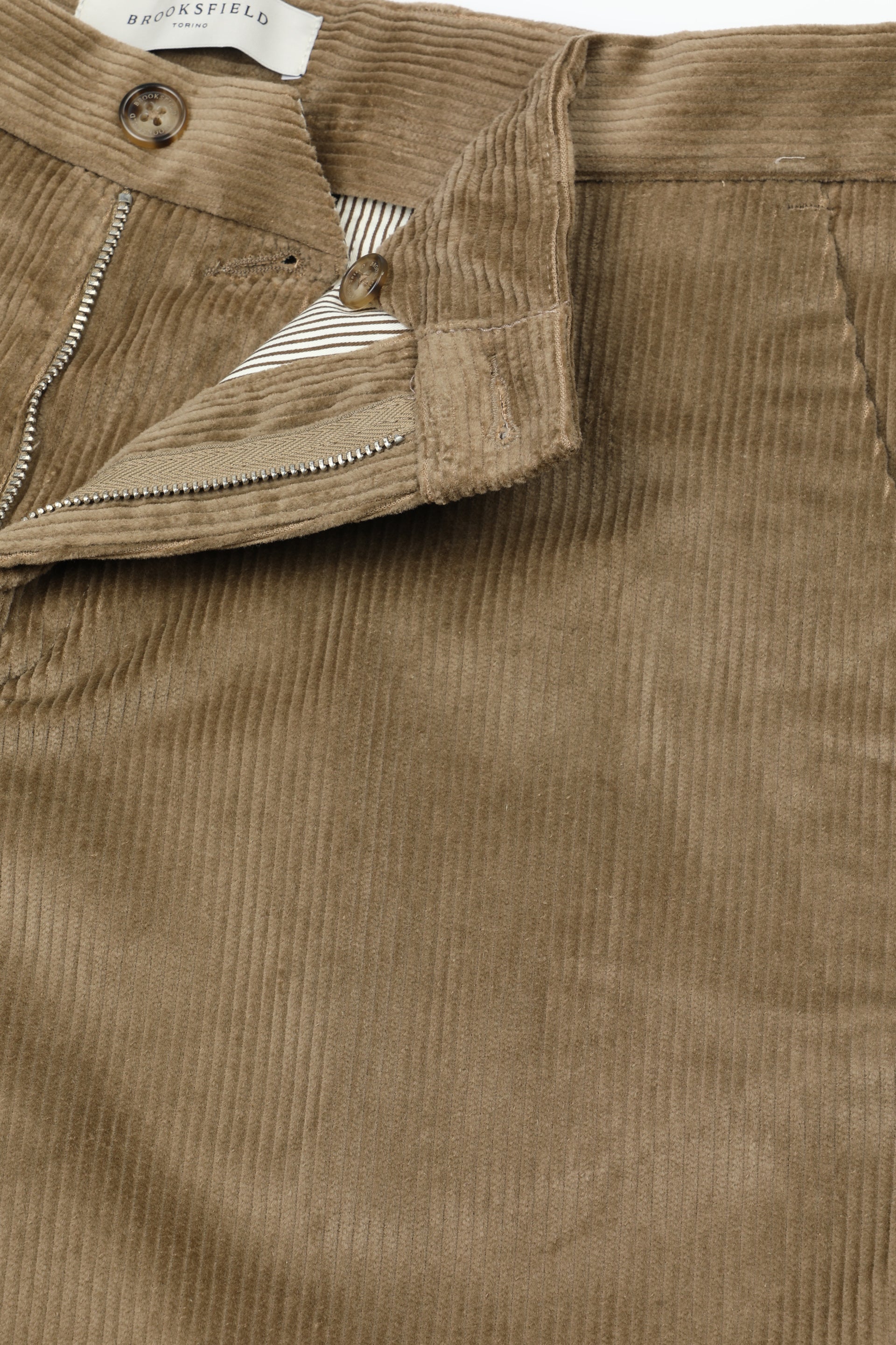 Pantalone chino James in velluto a coste di cotone stretch, slim fit. Beige - Farro