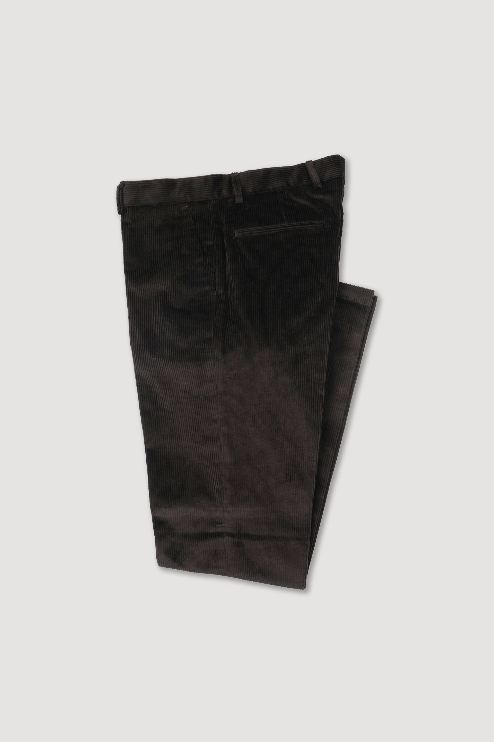 UOMO-PANTALONE CHINO SLIM VELLUTO COTONE STRETCH TINTO PEZZA - Ebano