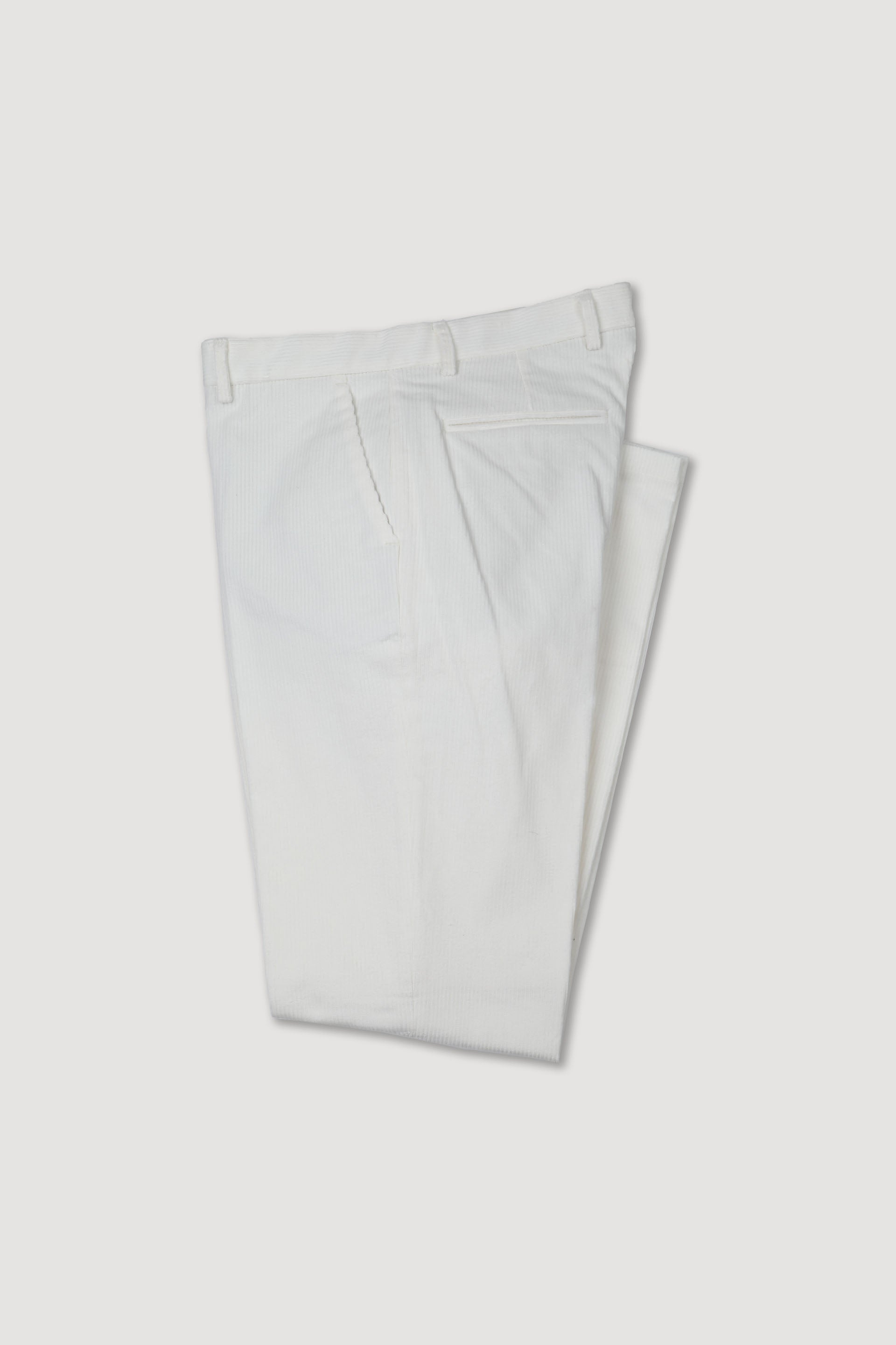 UOMO-PANTALONE CHINO SLIM VELLUTO COTONE STRETCH TINTO PEZZA - Off white
