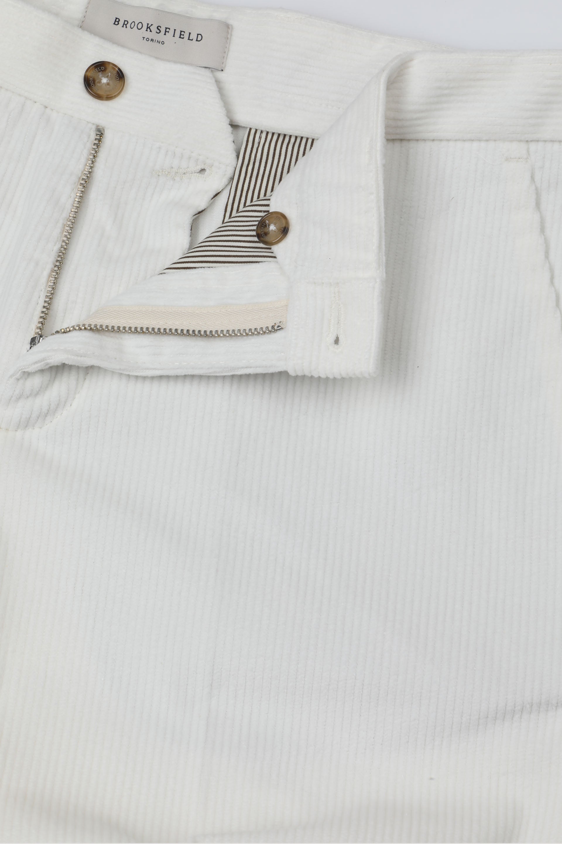 UOMO-PANTALONE CHINO SLIM VELLUTO COTONE STRETCH TINTO PEZZA - Off white