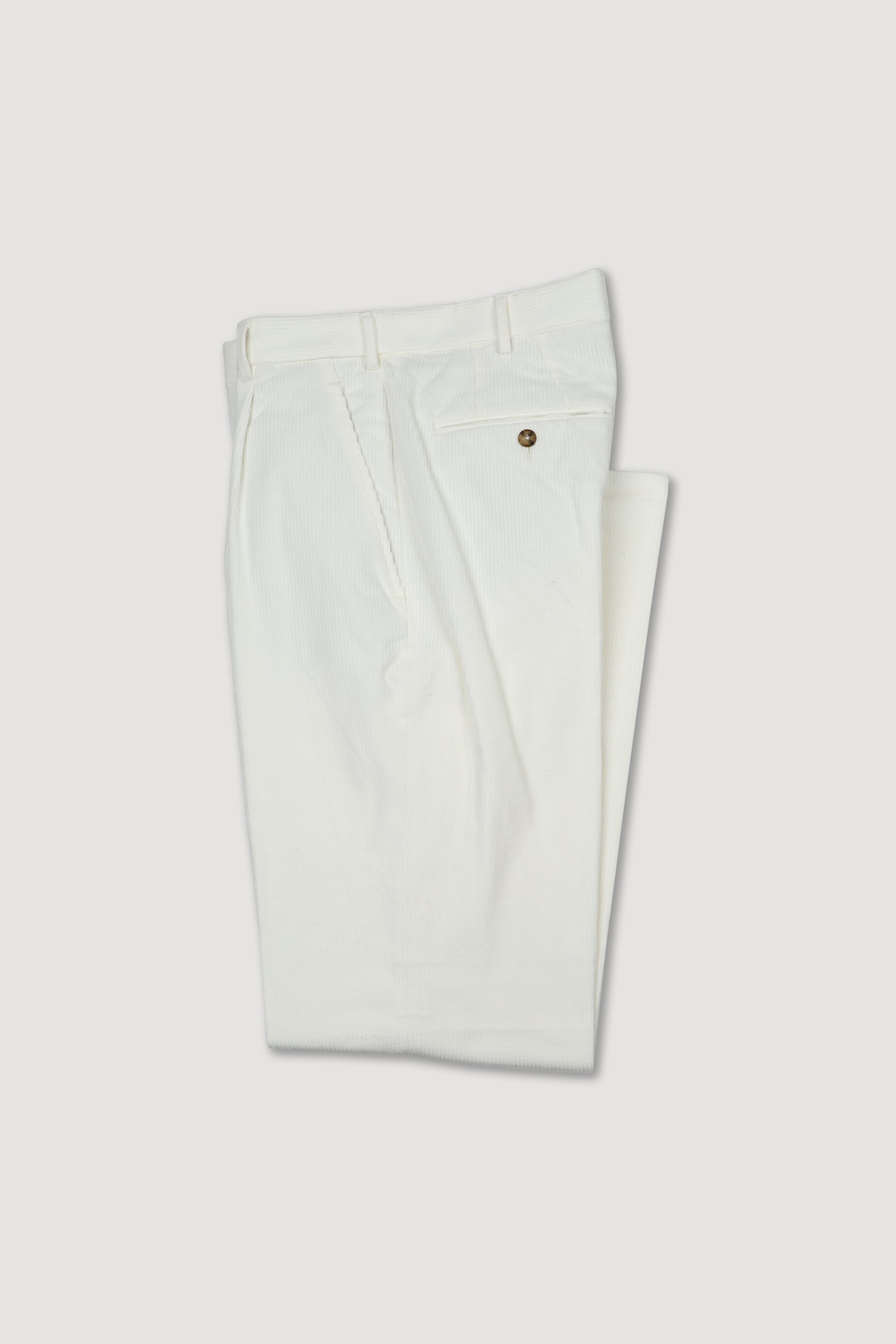 UOMO-PANTALONE CHINO CON PINCES VELLUTO COTONE STRETCH TINTO PEZZA - Off white