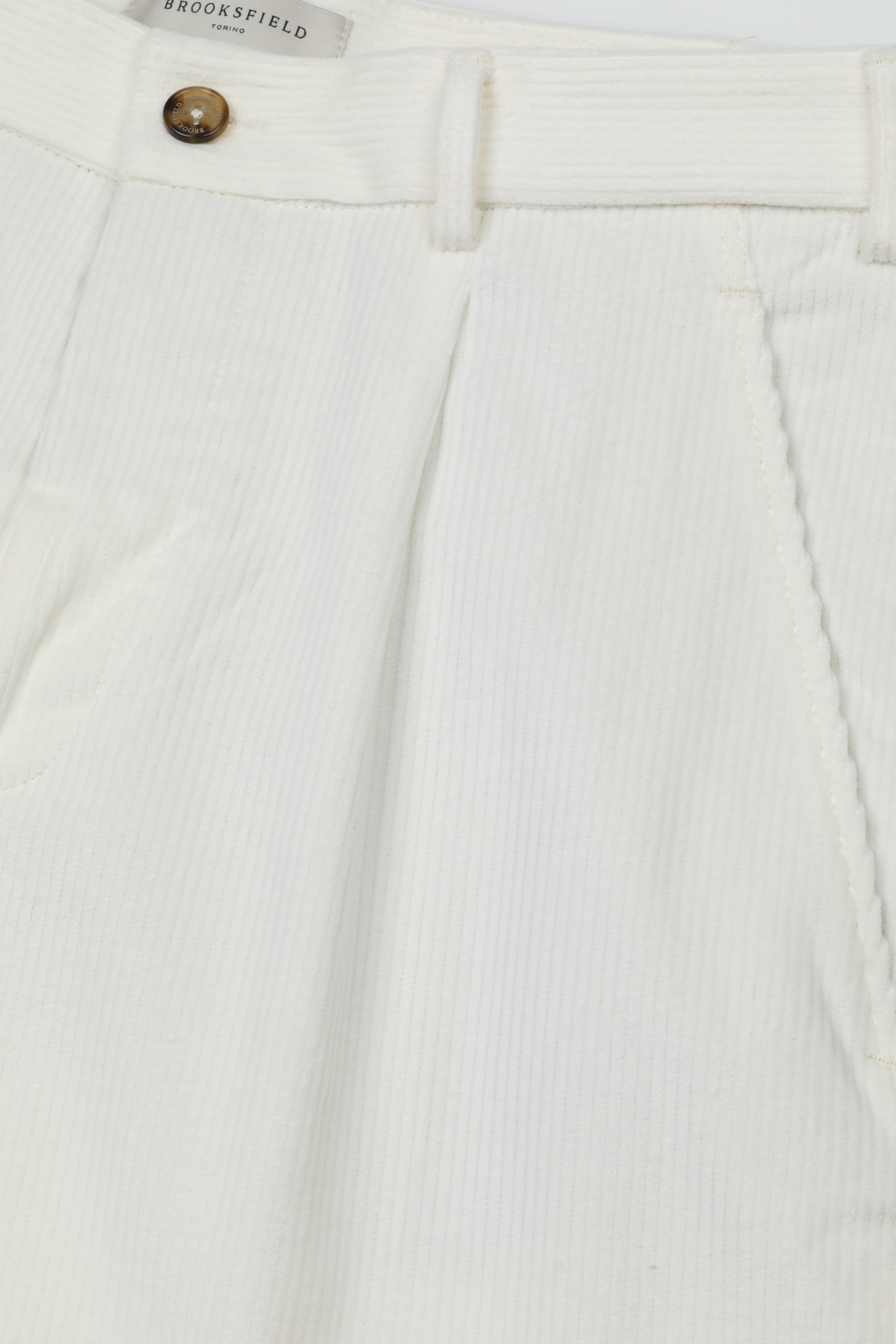 UOMO-PANTALONE CHINO CON PINCES VELLUTO COTONE STRETCH TINTO PEZZA - Off white