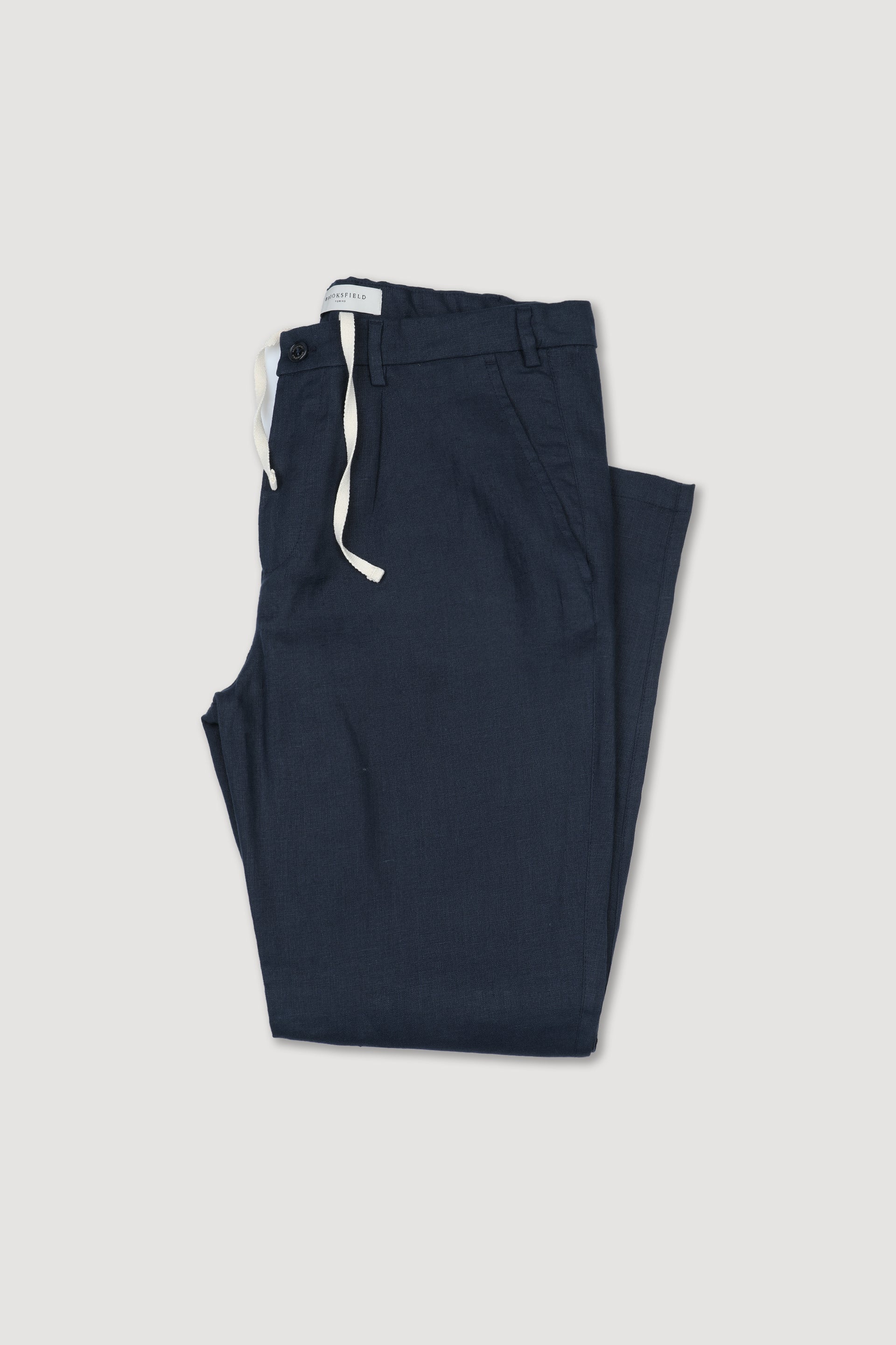 Pantalone jugger in puro lino con coulisse e cintura elastica in vita. Blu - Blu notte