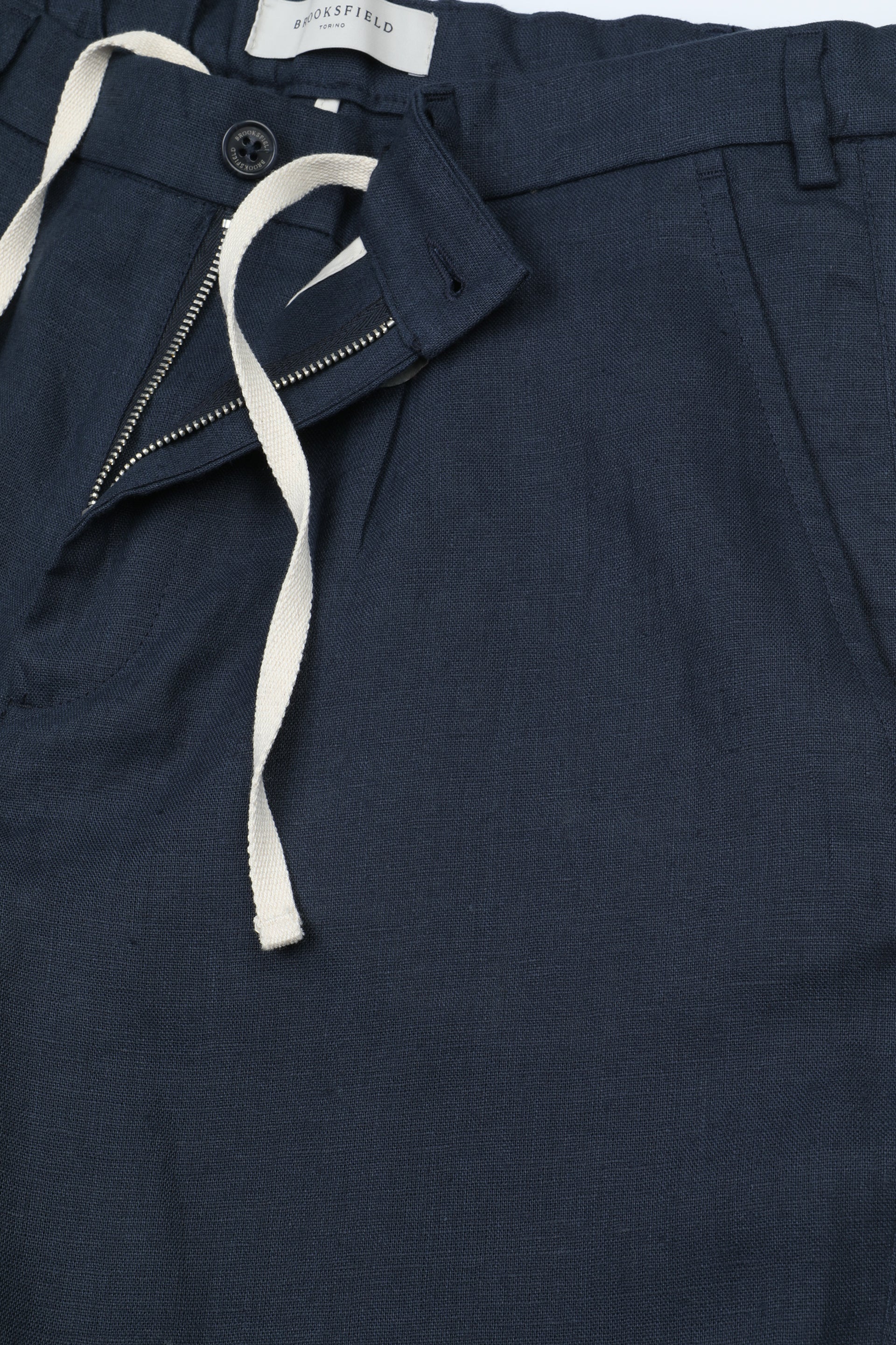 Pantalone jugger in puro lino con coulisse e cintura elastica in vita. Blu - Blu notte