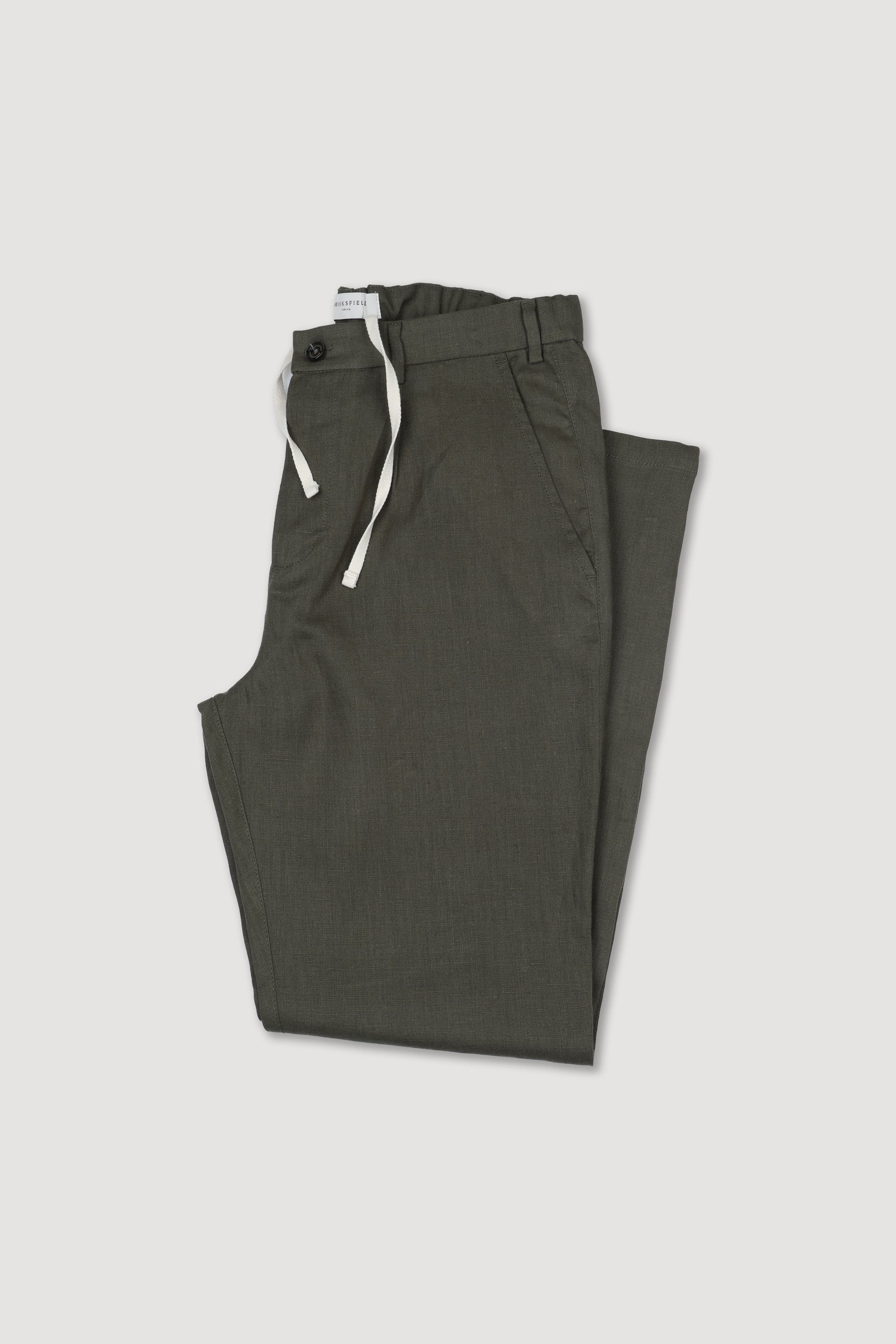 Pantalone jugger in puro lino con coulisse e cintura elastica in vita. Verde - Cappero