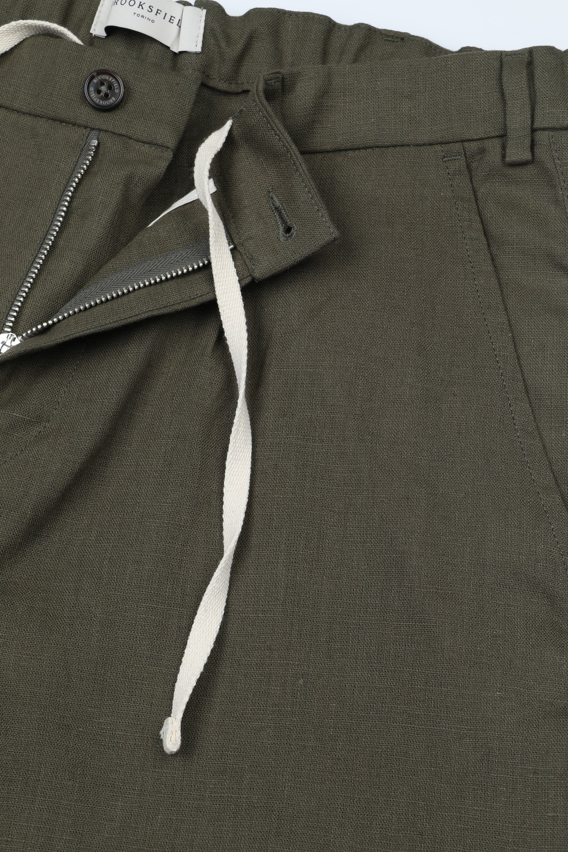 Pantalone jugger in puro lino con coulisse e cintura elastica in vita. Verde - Cappero