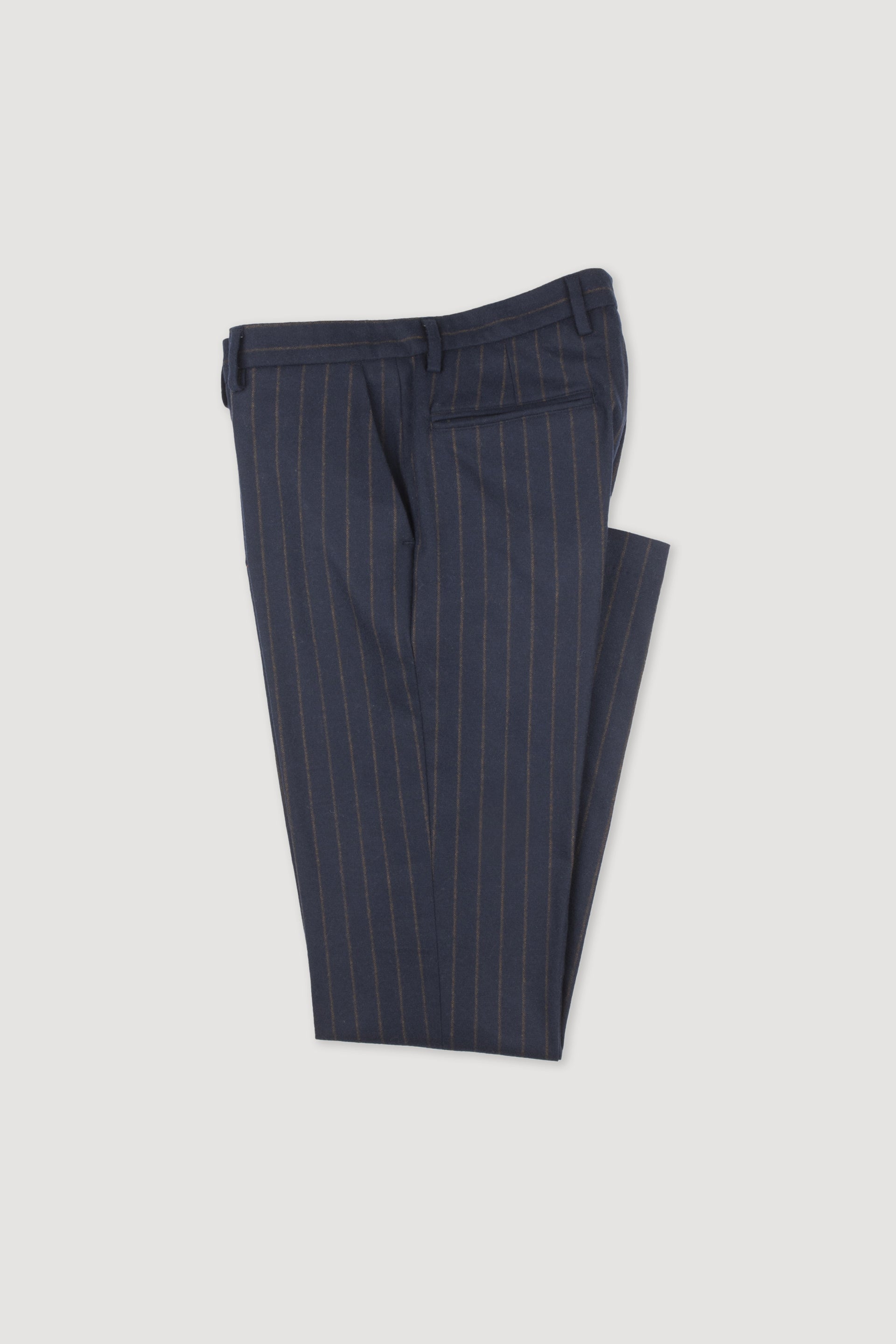 Pantalone chino Dean in tessuto gessato di misto lana stretch, slim fit. Blu - Dark blue
