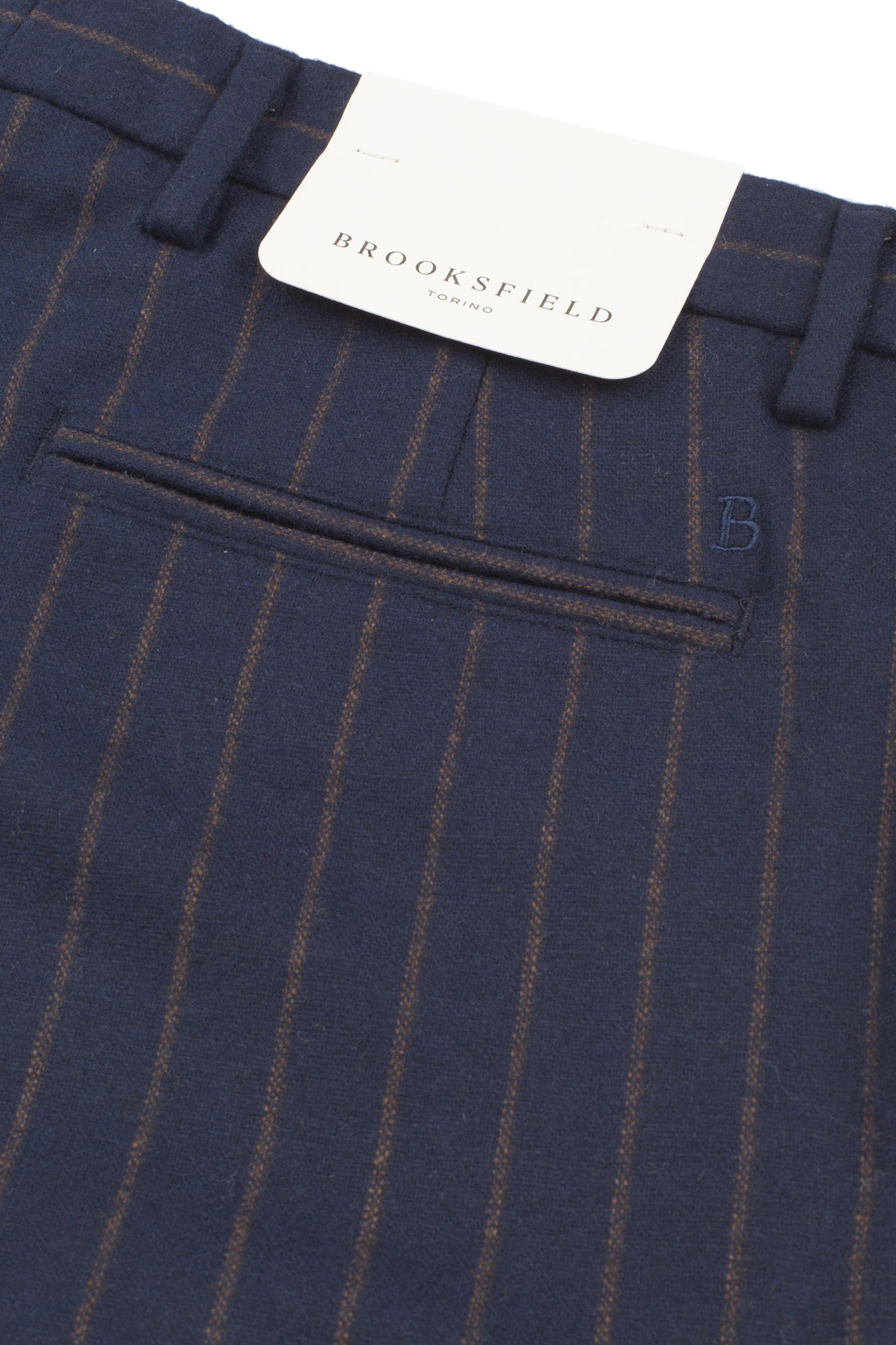 Pantalone chino Dean in tessuto gessato di misto lana stretch, slim fit. Blu - Dark blue