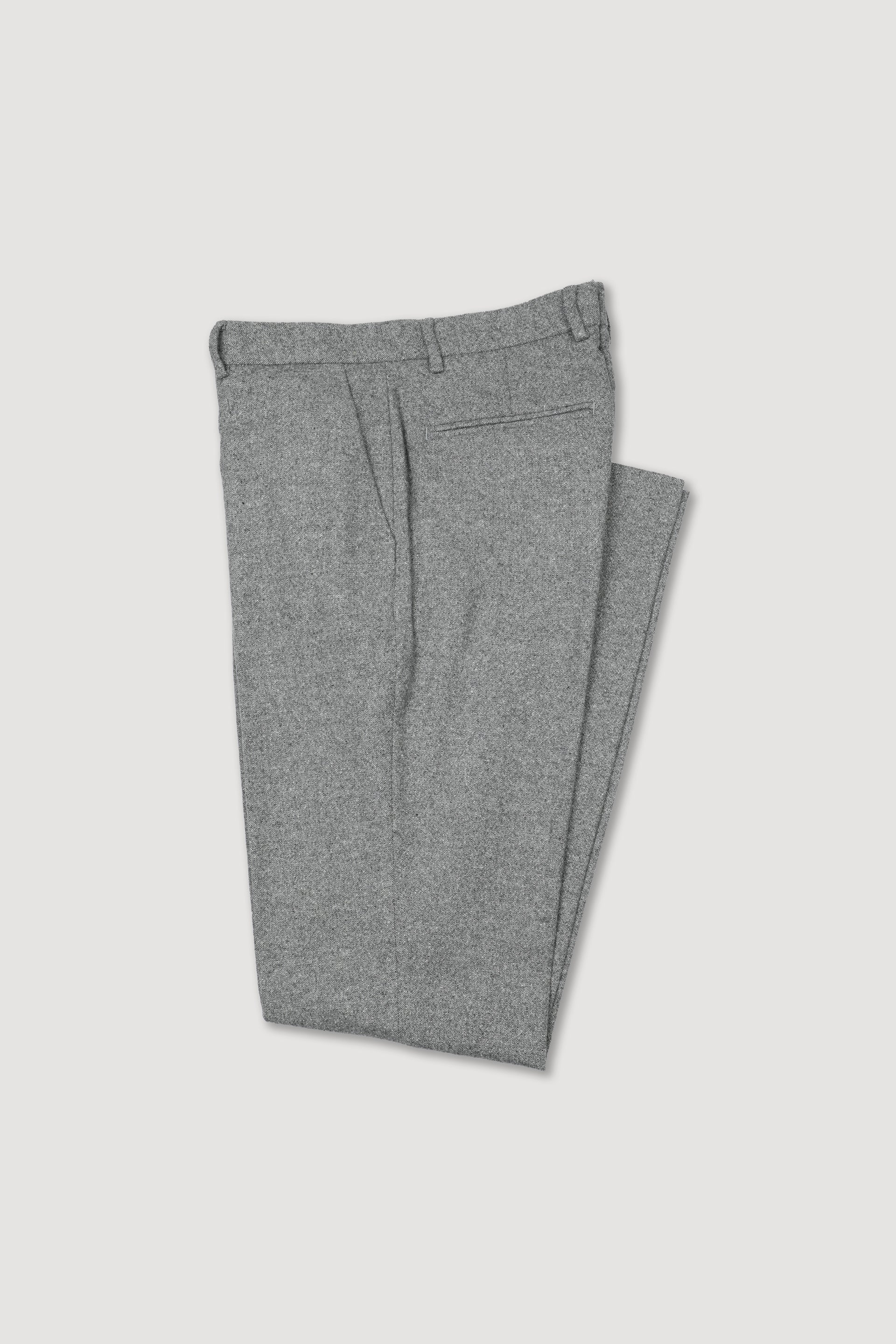 UOMO-PANTALONE CHINO SLIM TESSUTO MISTO LANA /SETA STRETCH MICRO FANTASIA - Grigio
