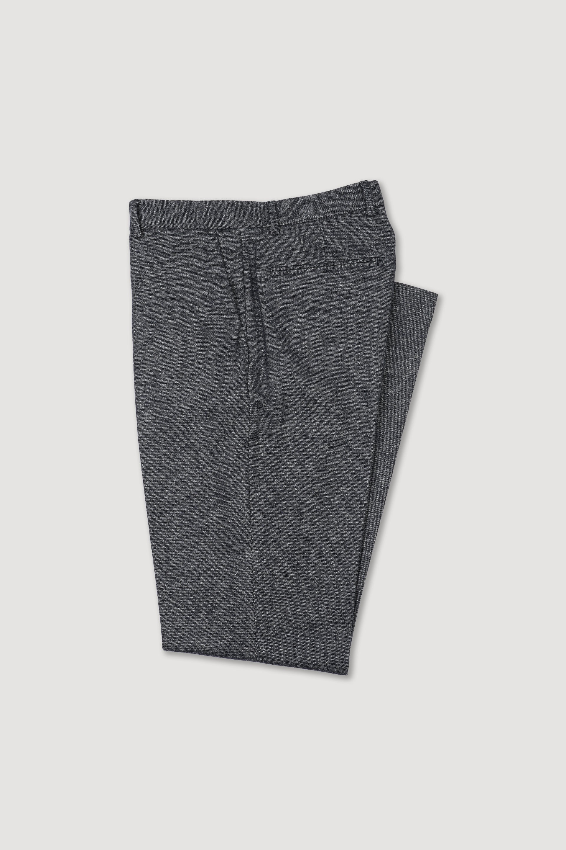UOMO-PANTALONE CHINO SLIM TESSUTO MISTO LANA /SETA STRETCH MICRO FANTASIA - Blu