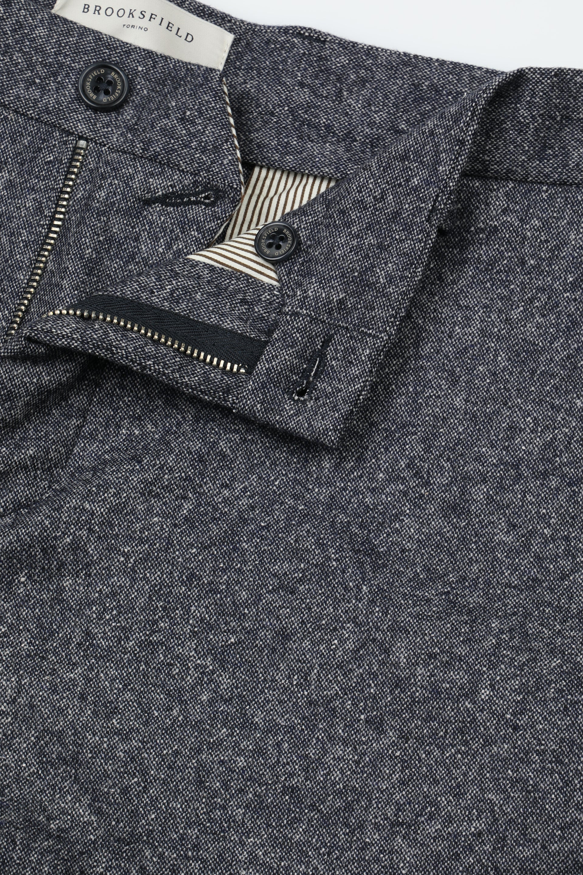UOMO-PANTALONE CHINO SLIM TESSUTO MISTO LANA /SETA STRETCH MICRO FANTASIA - Blu