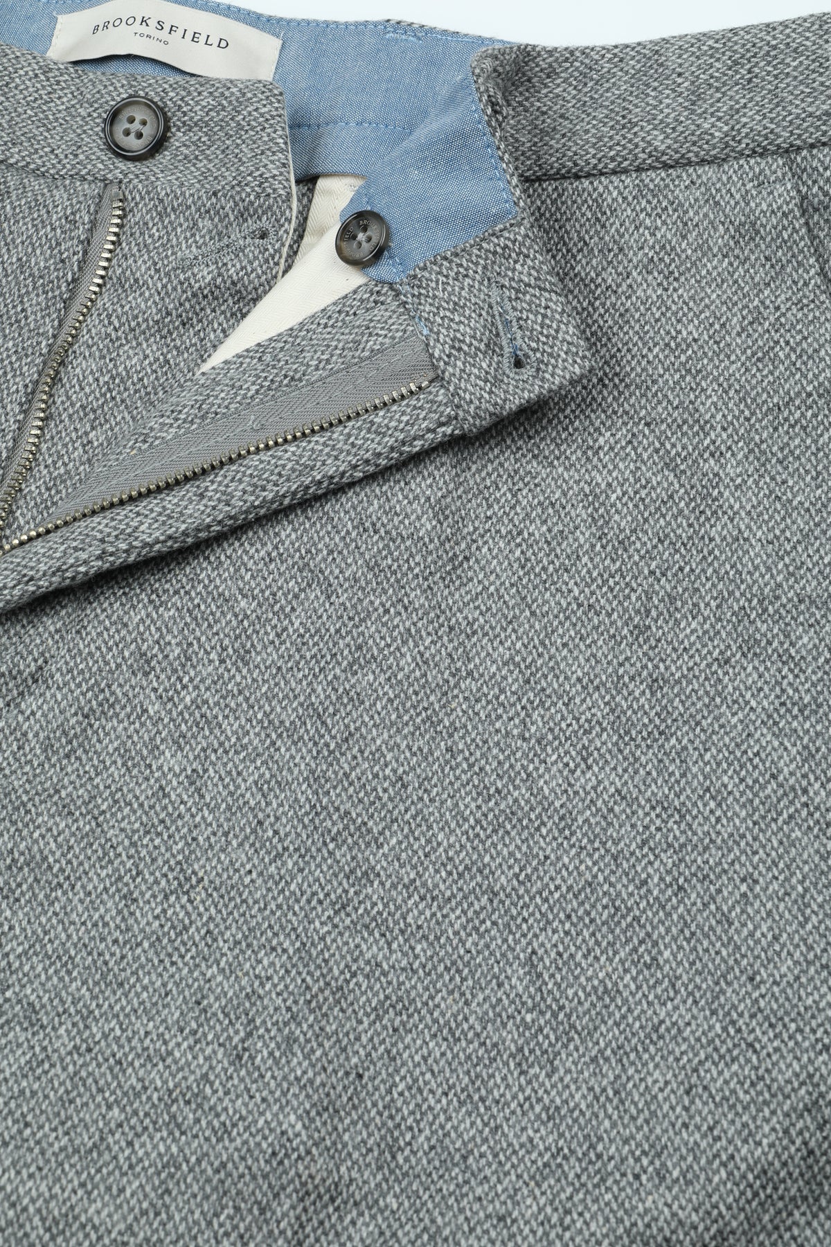 Pantalone chino James in tessuto stretch di misto lana-seta fantasia broken twill, slim fit - Grigio chiaro