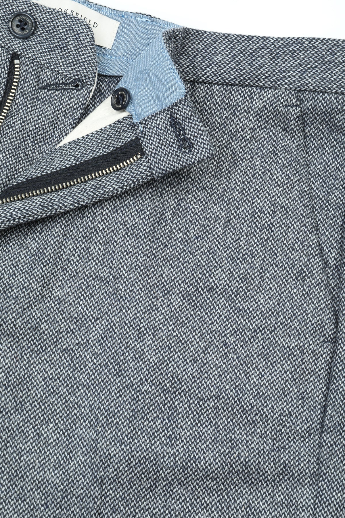 Pantalone chino James in tessuto stretch di misto lana-seta fantasia broken twill, slim fit - Blu