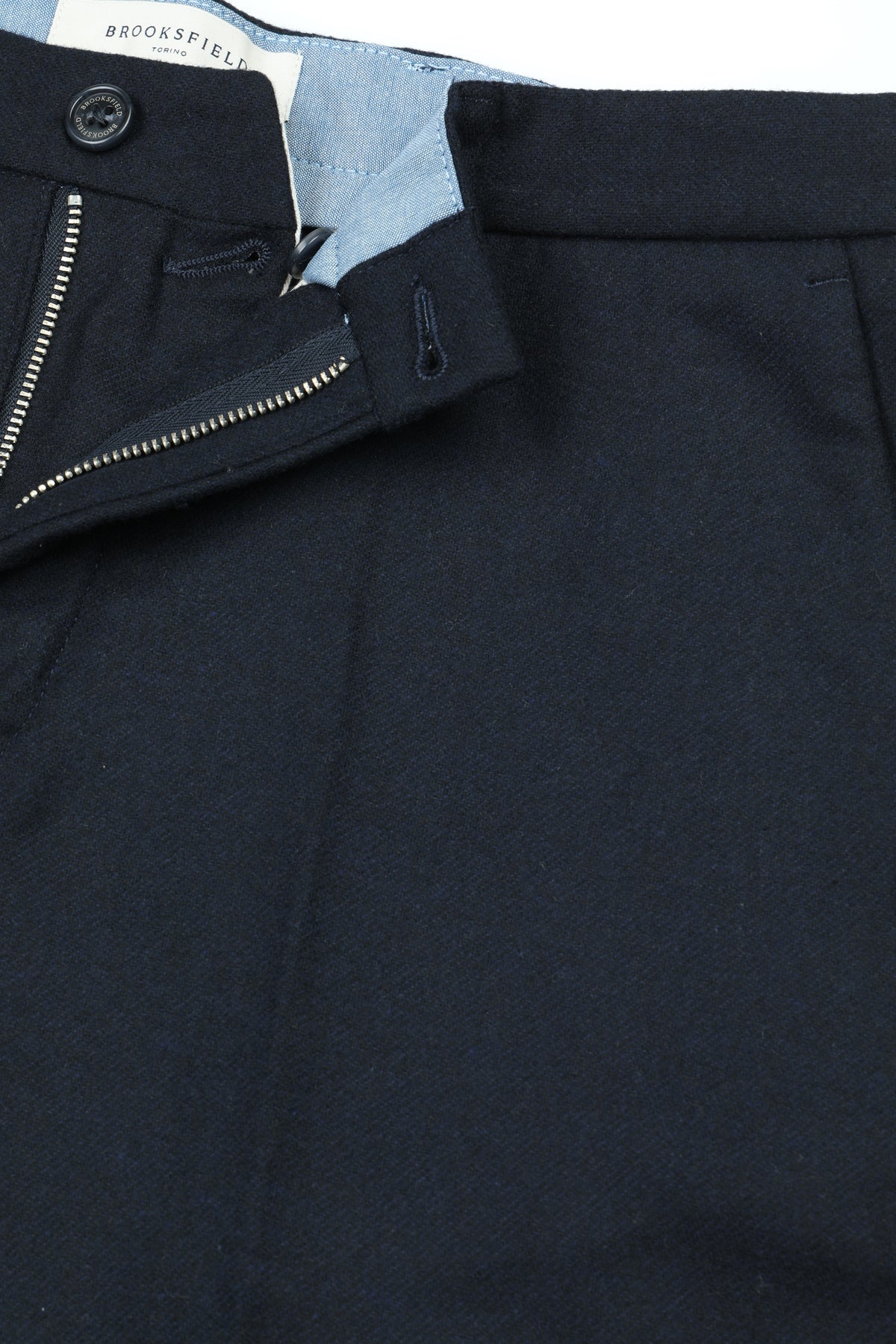 Pantalone chino James in flanella stretch di misto lana, slim fit - Blu scuro