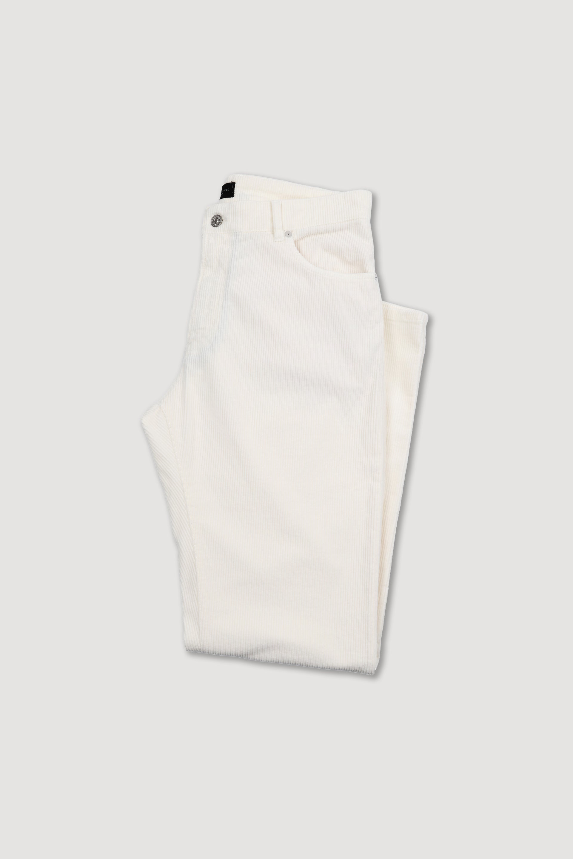 Pantalone 5 tasche vestibilità loose in velluto a costa larga di cotone stretch - Latte