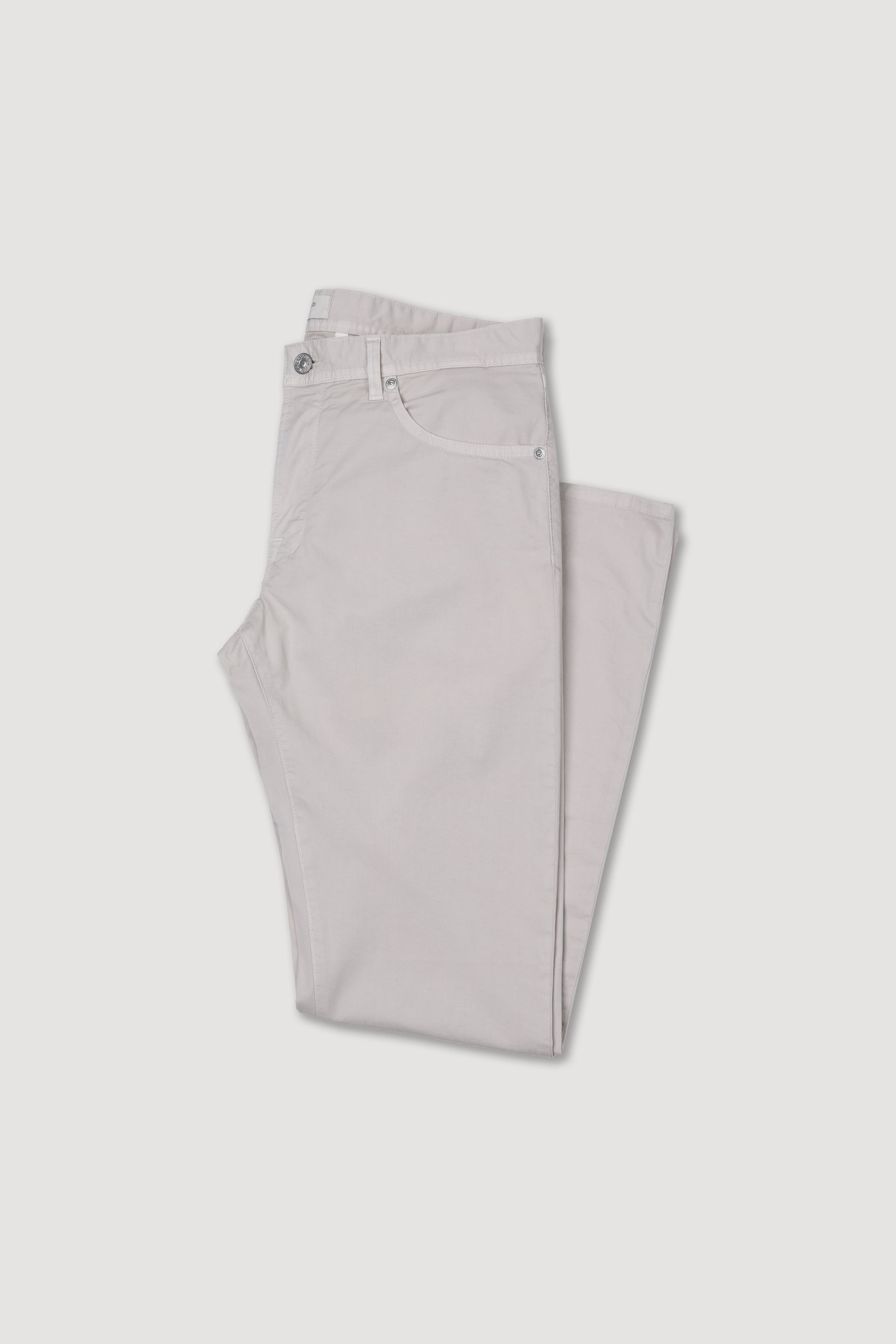 PANTALONE, 5 TASCHE, TWILL COTONE STRETCH UNITO, TINTO CAPO - Mastice
