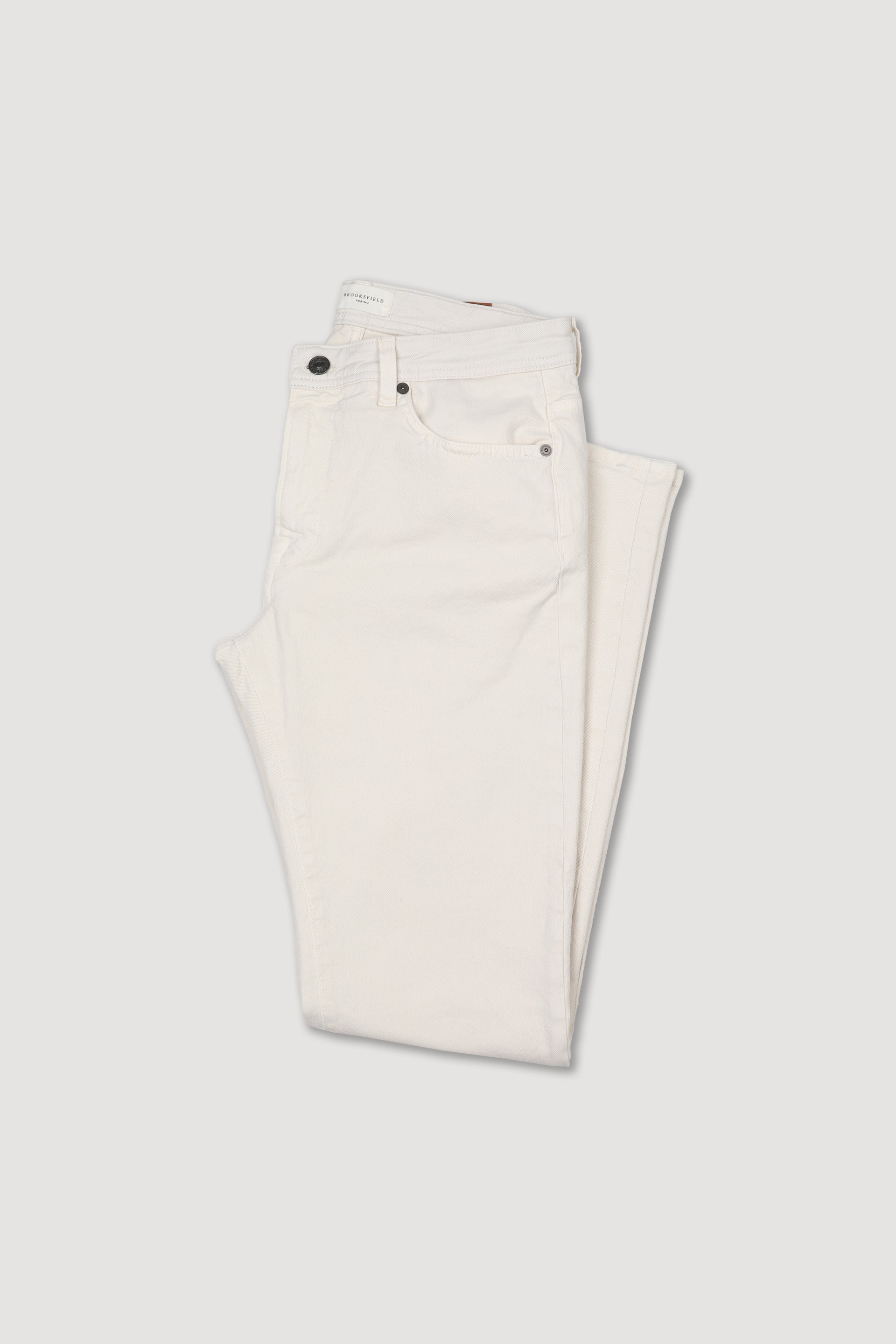 Pantalone 5 tasche Orginal in bull di cotone stretch, slim fit. Bianco - Avorio