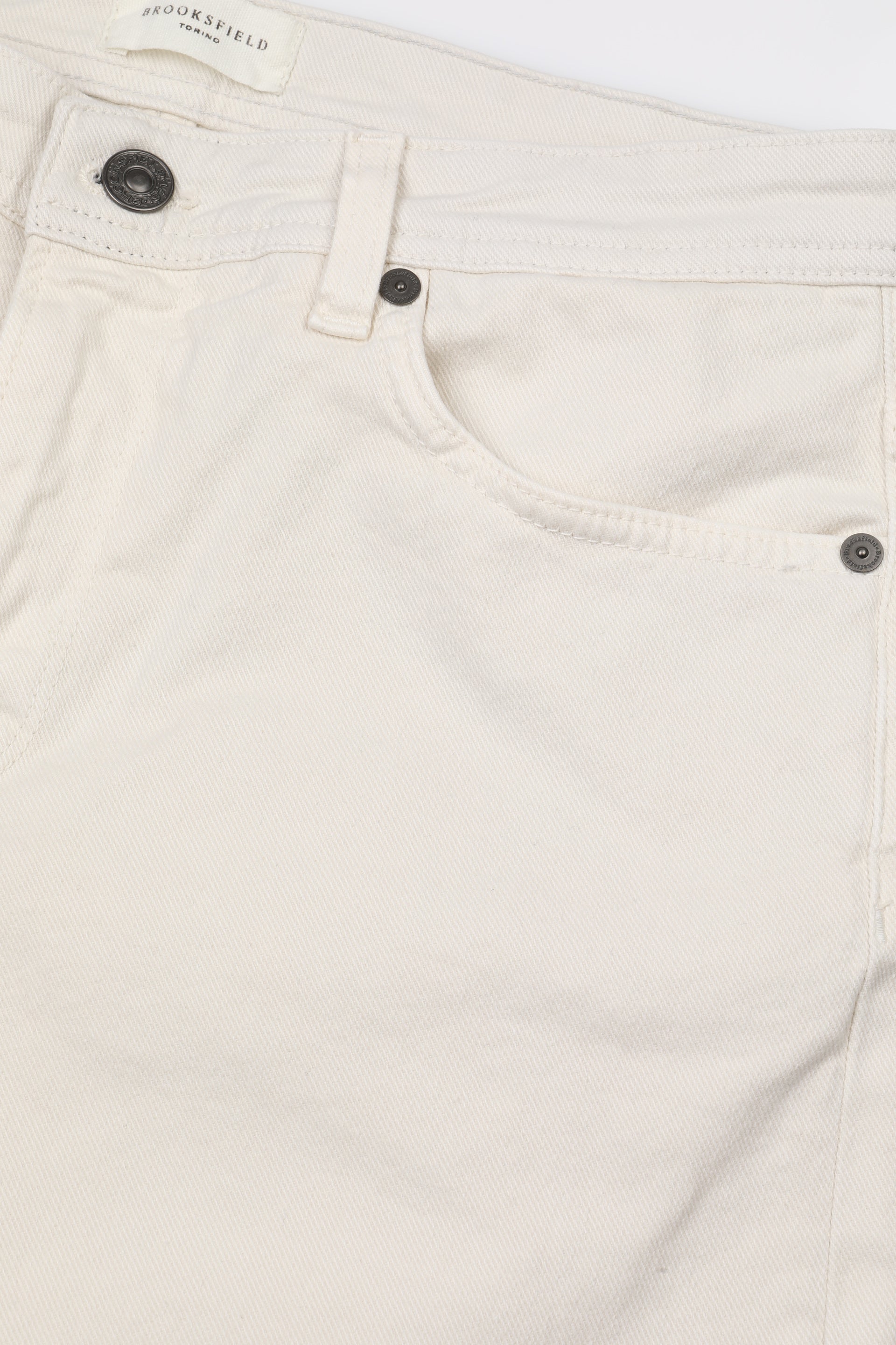 Pantalone 5 tasche Orginal in bull di cotone stretch, slim fit. Bianco - Avorio