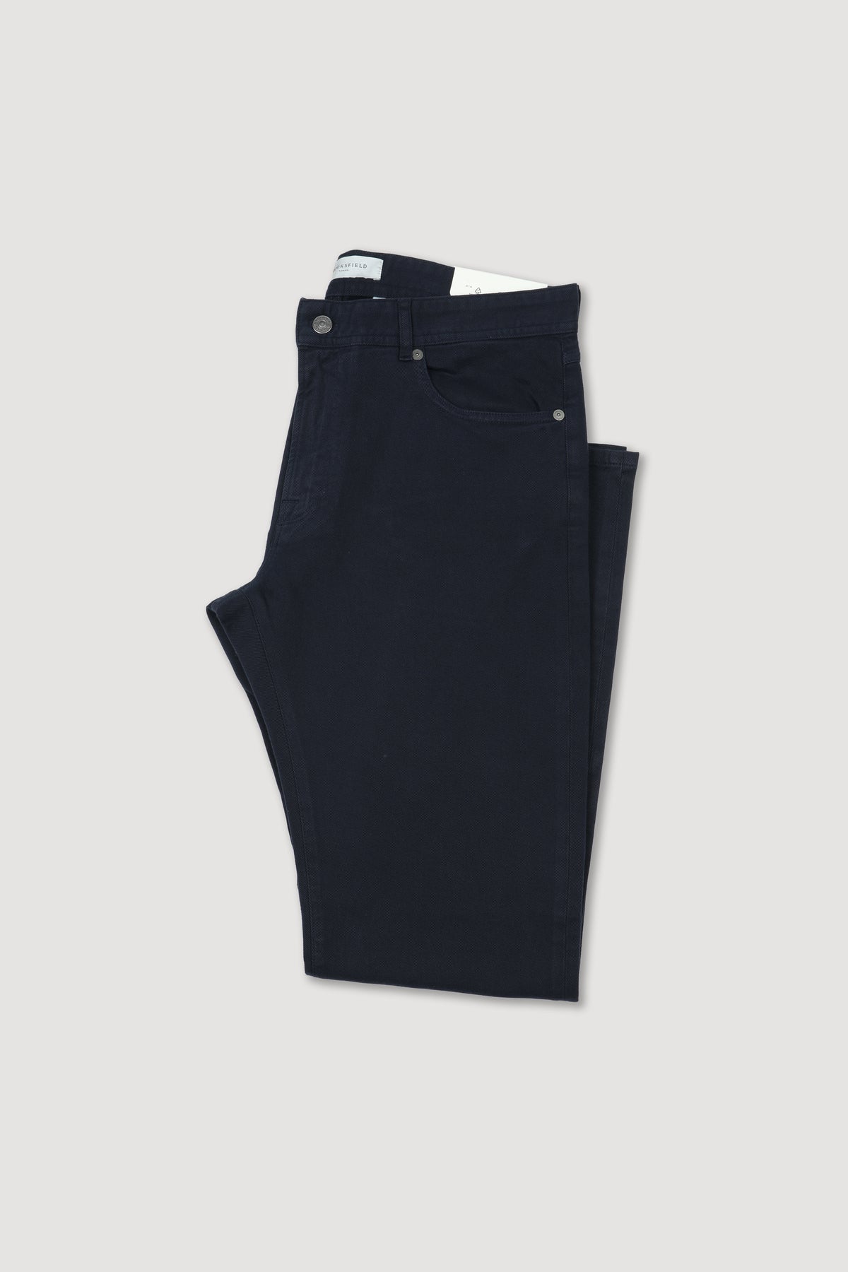 Pantalone 5 tasche in bull di cotone stretch, slim fit. Blu - Navy