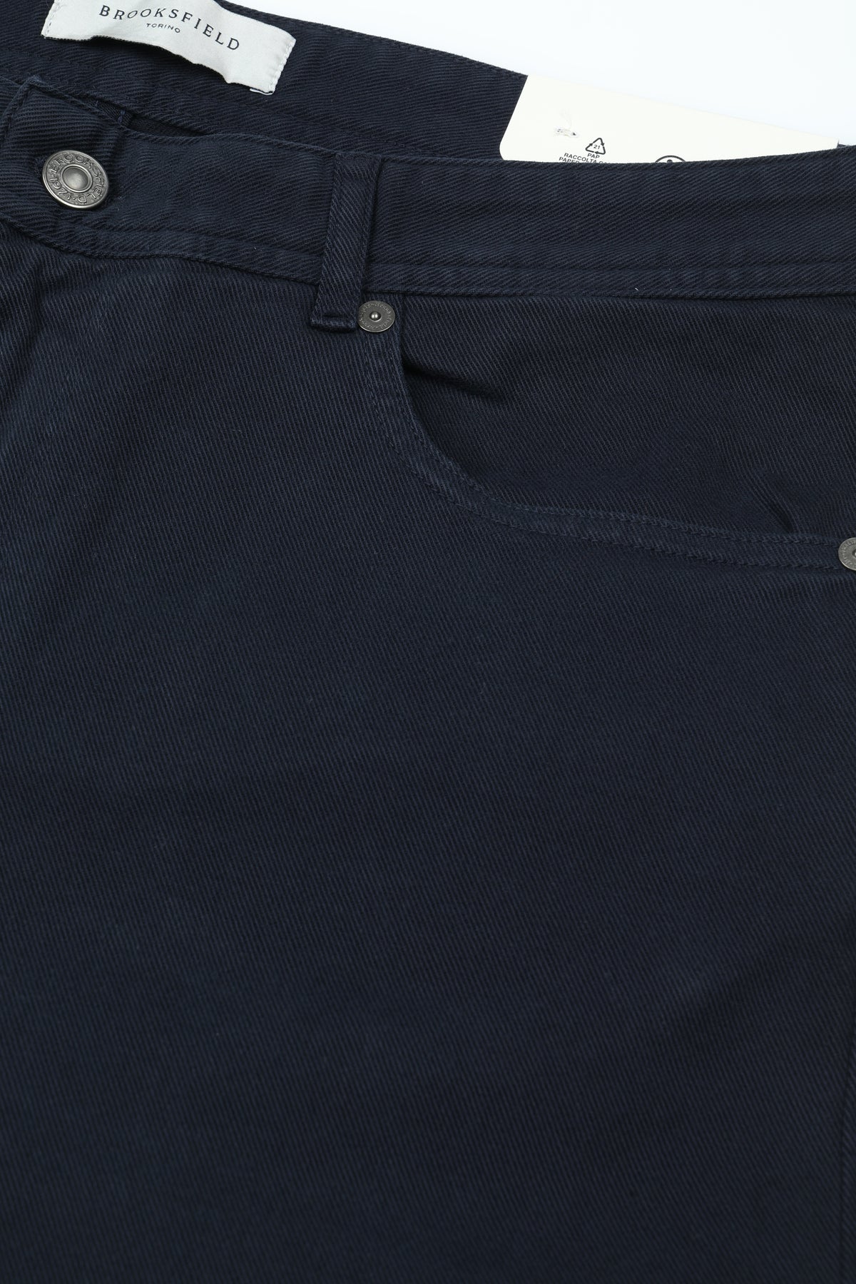 Pantalone 5 tasche in bull di cotone stretch, slim fit. Blu - Navy