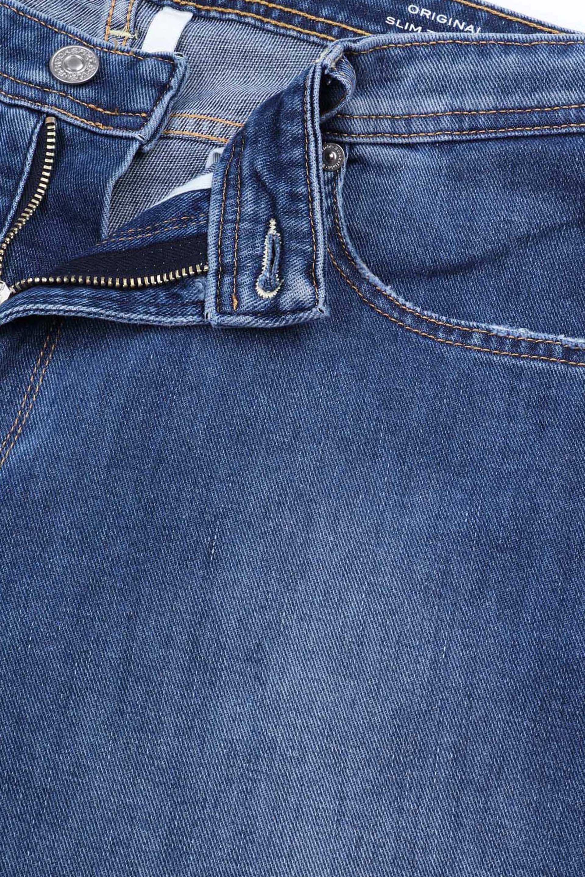 PANTALONE, ORIGINAL, DENIM COTONE STRETCH UNITO, STONE WASHED - Vintage blue