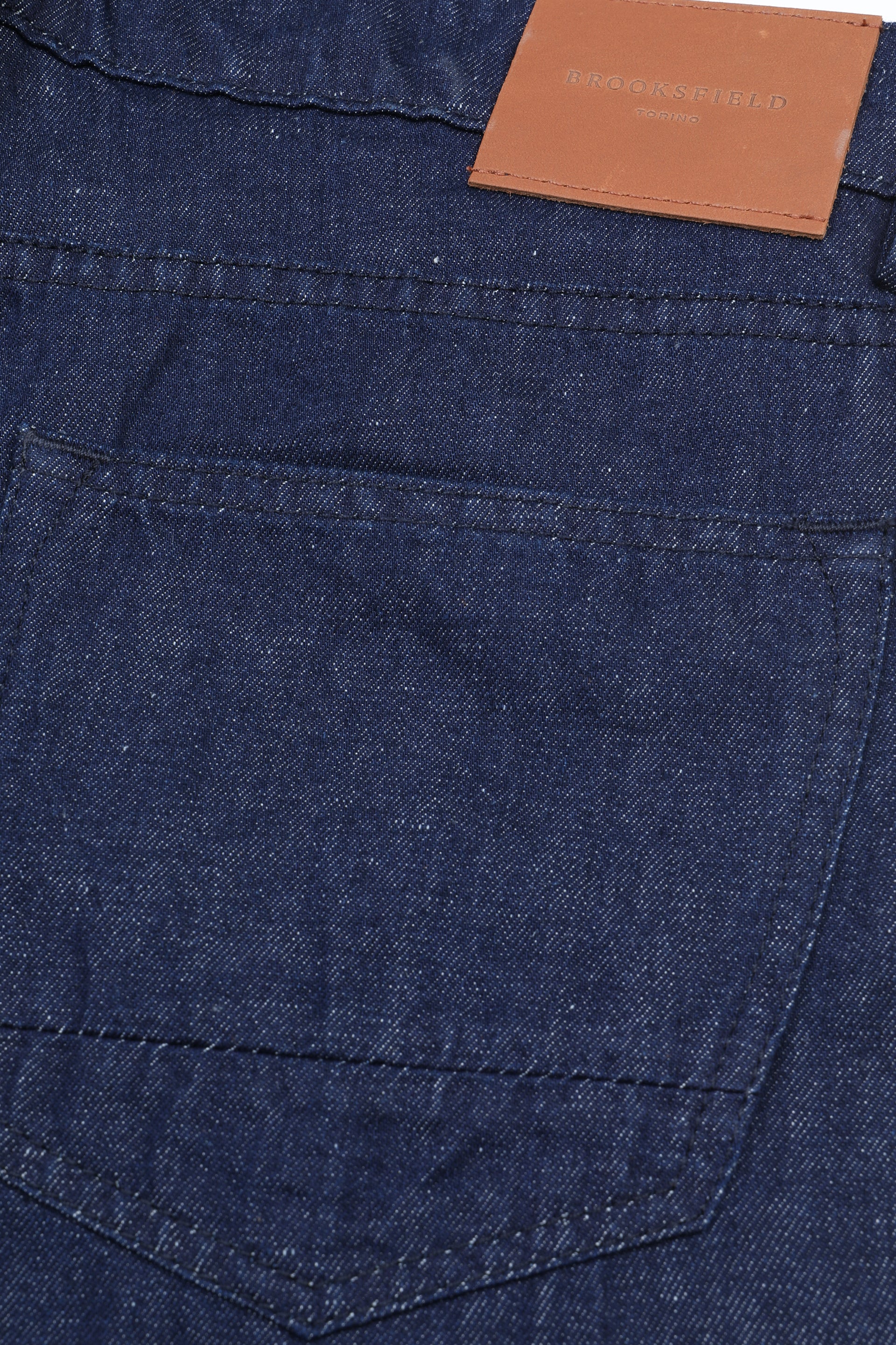 Pantalone in denim di cotone misto lino con tasca america - Blu