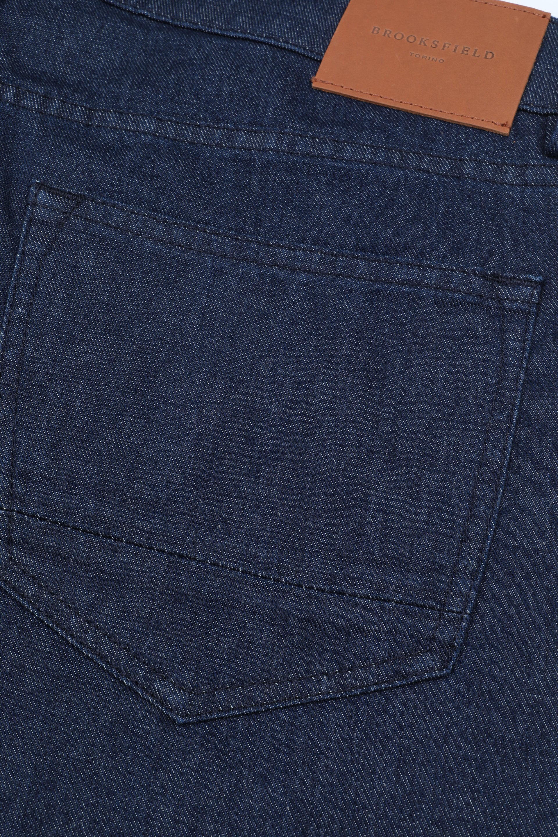 Pantalone in denim di  denim di cotone stretch con tasca america - Blu