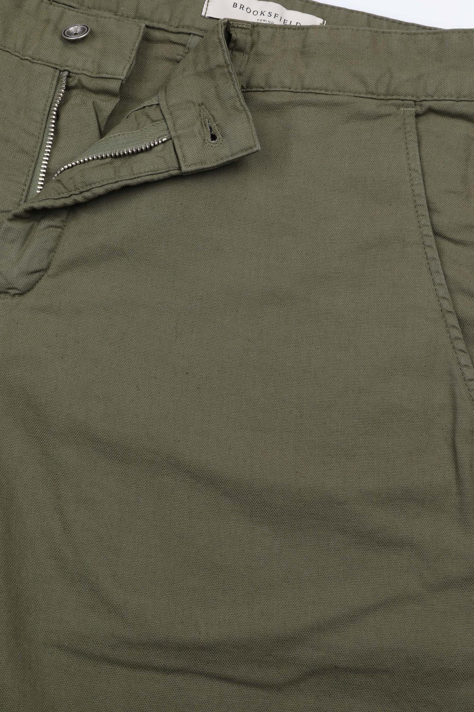 BERMUDA, CHINO PLAIN FRONT,  MISTO LINO STRETCH UNITO, TINTO CAPO - Cipresso