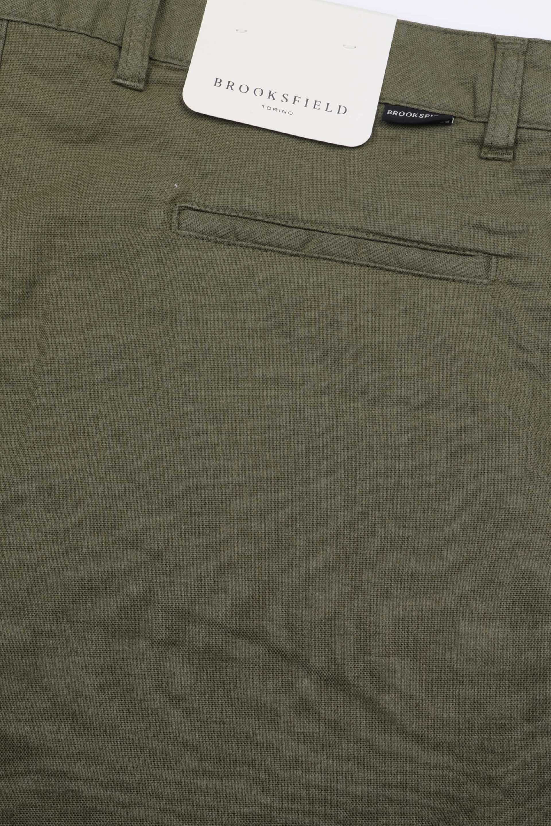 BERMUDA, CHINO PLAIN FRONT,  MISTO LINO STRETCH UNITO, TINTO CAPO - Cipresso