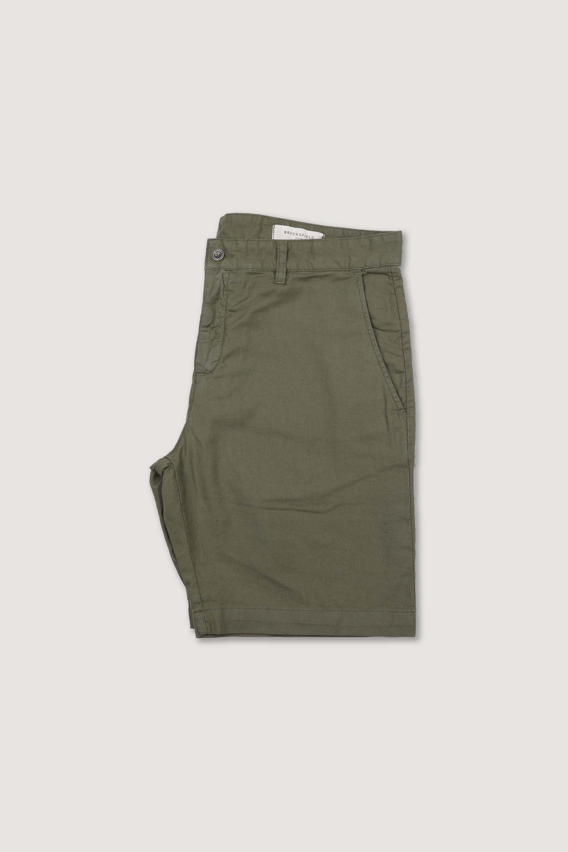 BERMUDA, CHINO PLAIN FRONT,  MISTO LINO STRETCH UNITO, TINTO CAPO - Cipresso