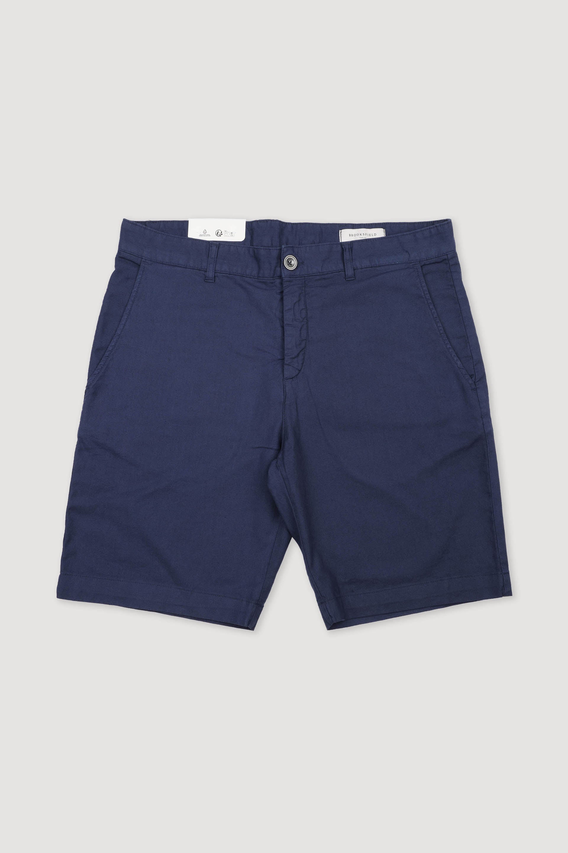 BERMUDA, CHINO PLAIN FRONT,  MISTO LINO STRETCH UNITO, TINTO CAPO - Denim