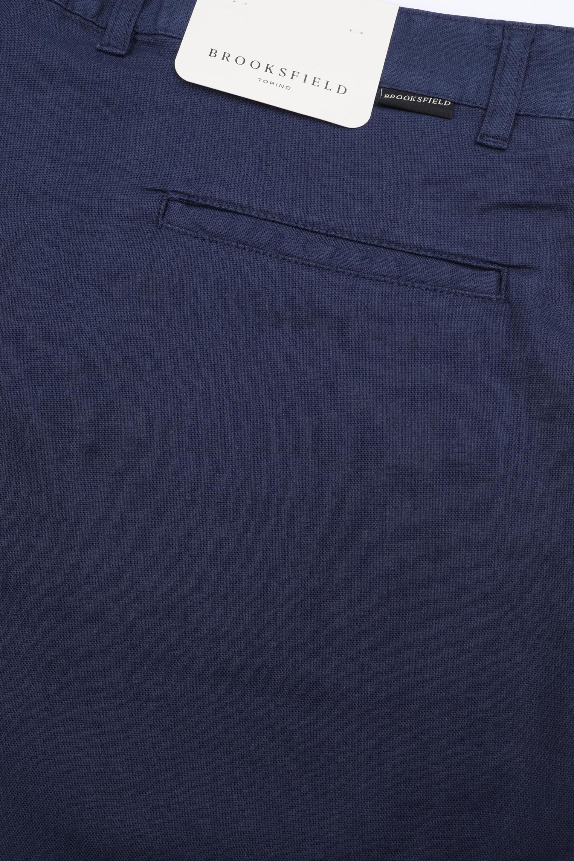 BERMUDA, CHINO PLAIN FRONT,  MISTO LINO STRETCH UNITO, TINTO CAPO - Denim