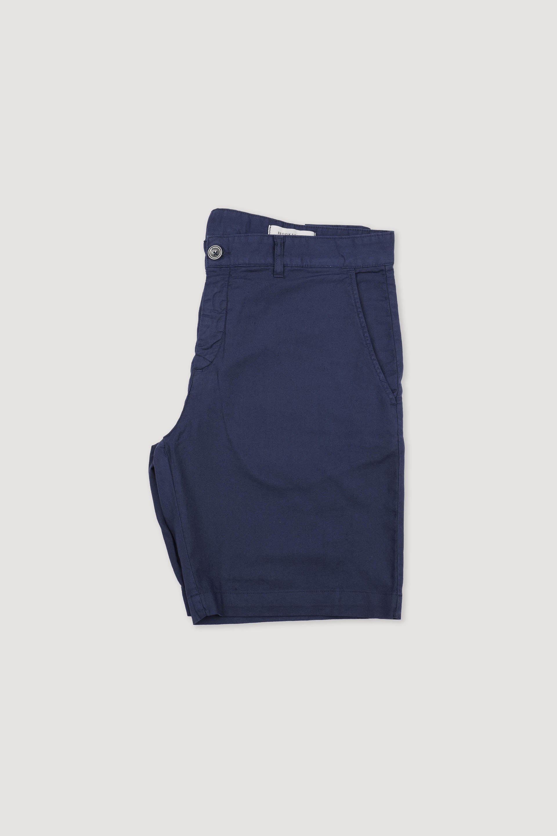 BERMUDA, CHINO PLAIN FRONT,  MISTO LINO STRETCH UNITO, TINTO CAPO - Denim